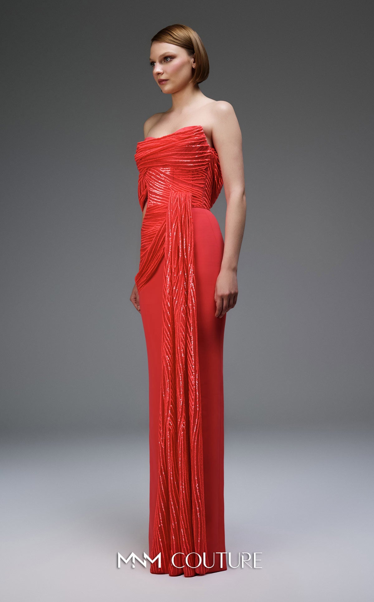 Prom Dresses Long Formal Fitted Sequin Prom Dress MNM Couture E0104 Coral