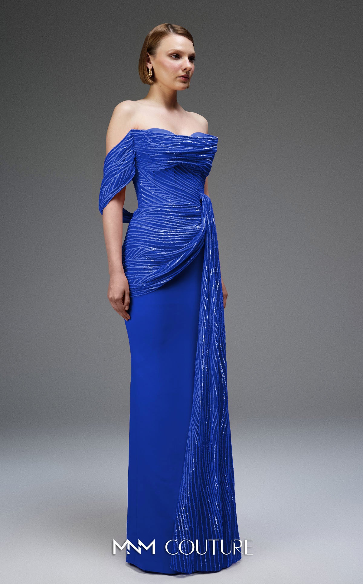Prom Dresses Long Formal Fitted Sequin Prom Dress MNM Couture E0104 Blue