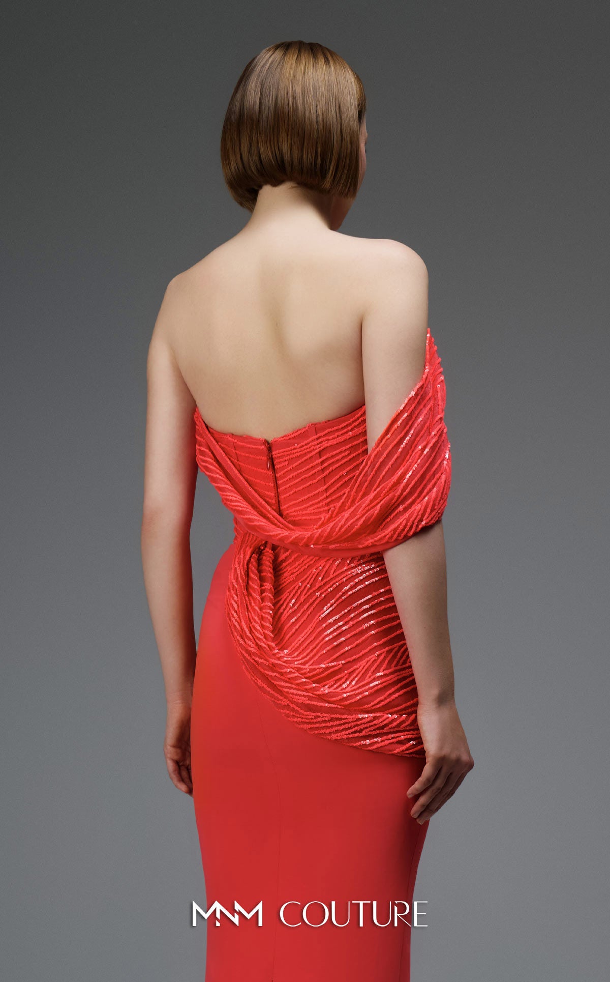 Prom Dresses Long Formal Fitted Sequin Prom Dress MNM Couture E0104 Coral