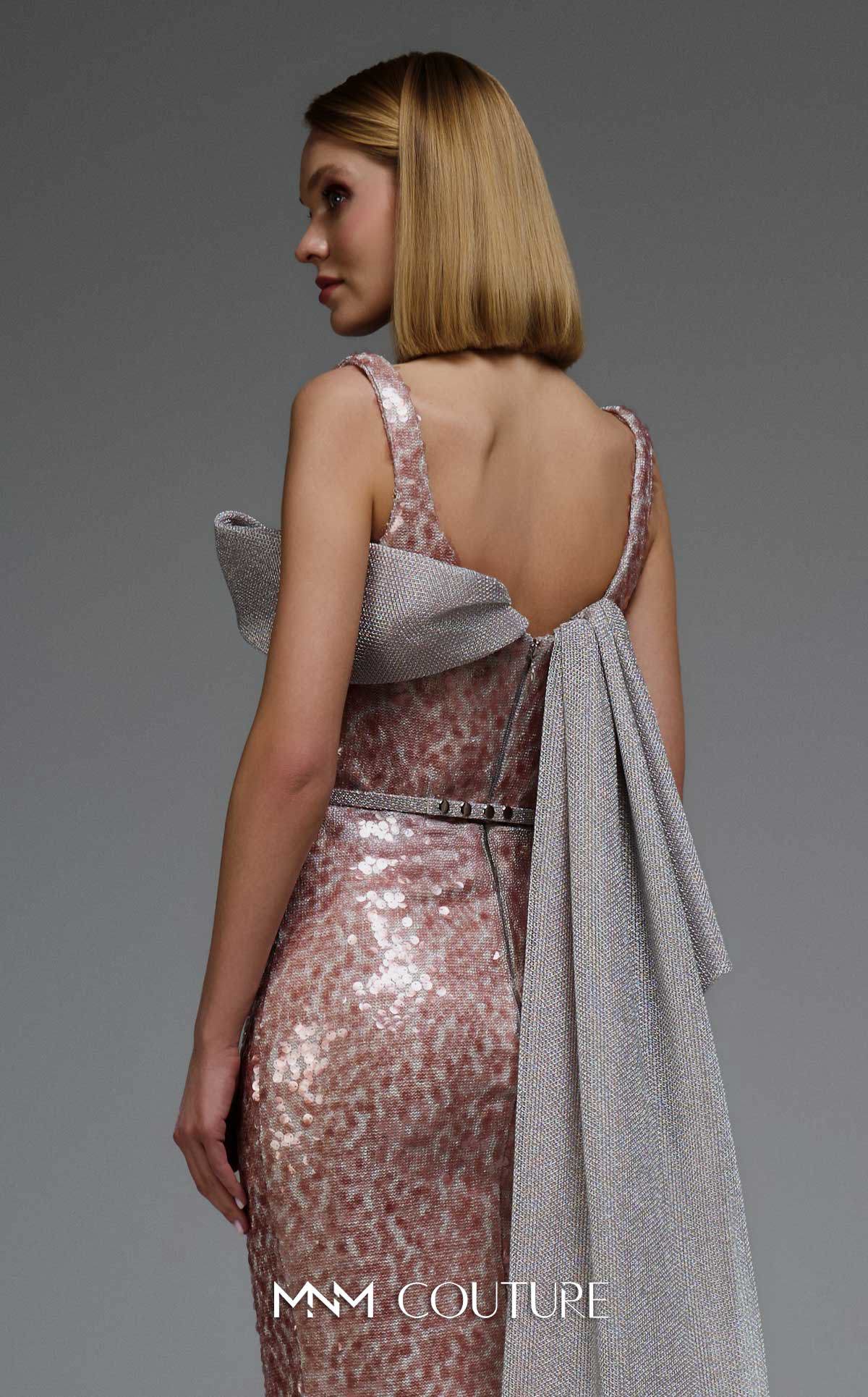 Prom Dresses Long Formal Sequin Cape Prom Dress MNM Couture E0108 Pink