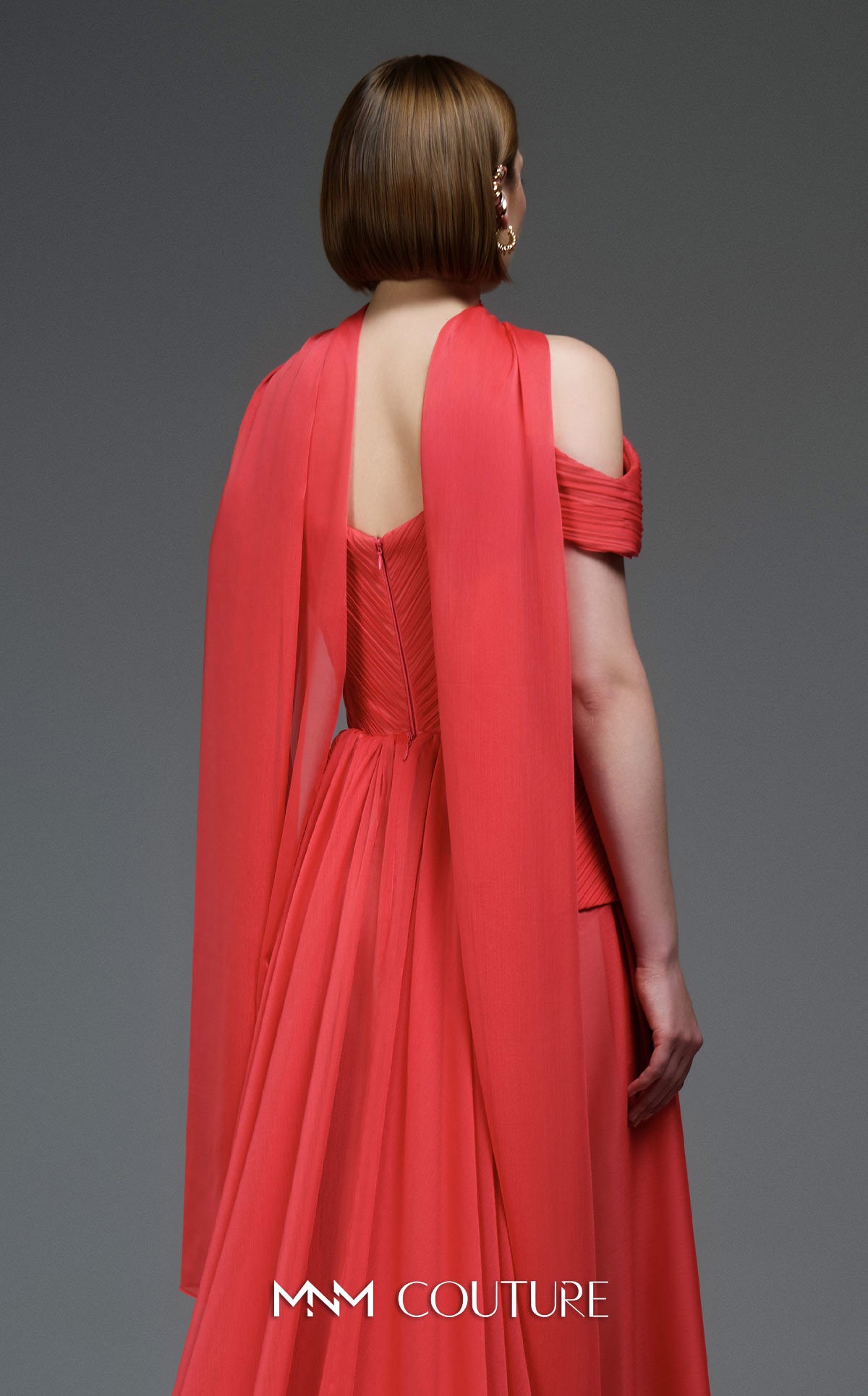 Prom Dresses Formal Long Pleated Corset Prom Dress MNM Couture E0119 Coral