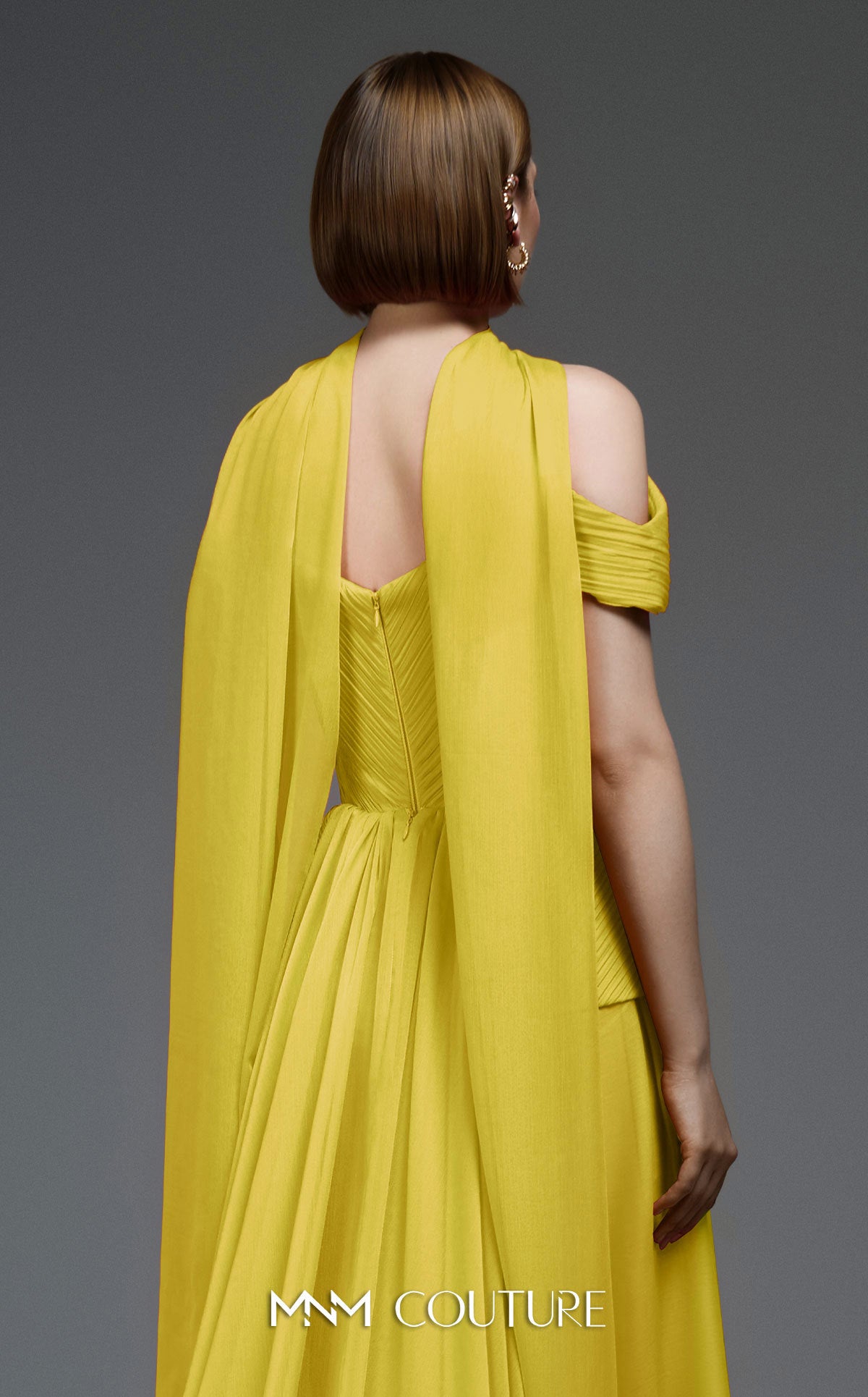 Prom Dresses Formal Long Pleated Corset Prom Dress MNM Couture E0119 Yellow