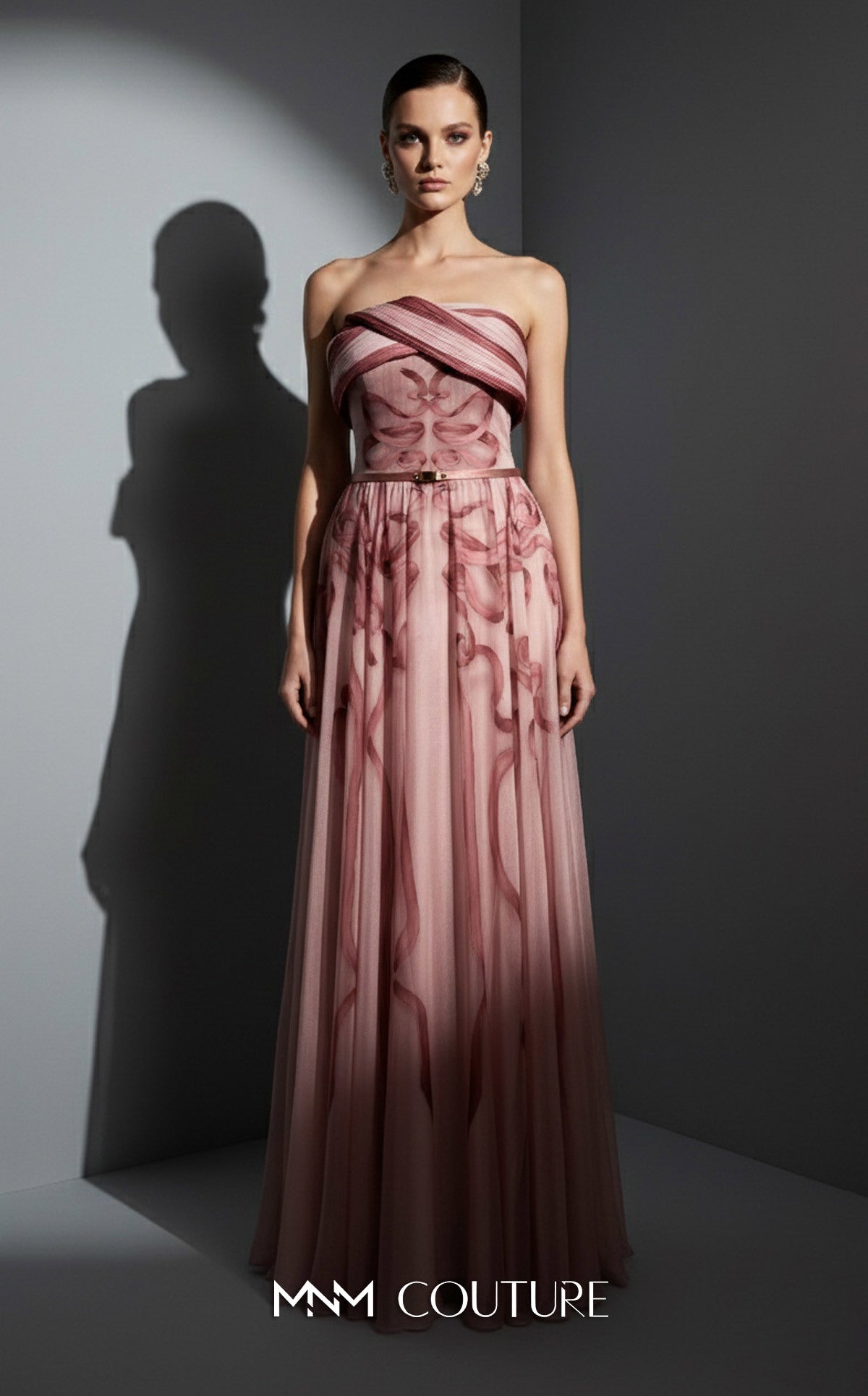 Strapless Long Tulle Formal Gown by MNM Couture E0129 in Pink