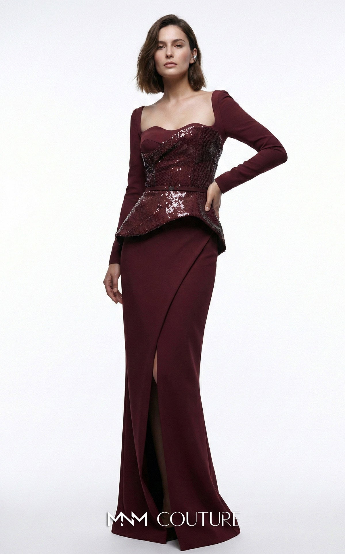 Sweetheart Floor-Length Sequin Formal Sheath MNM Couture E0141