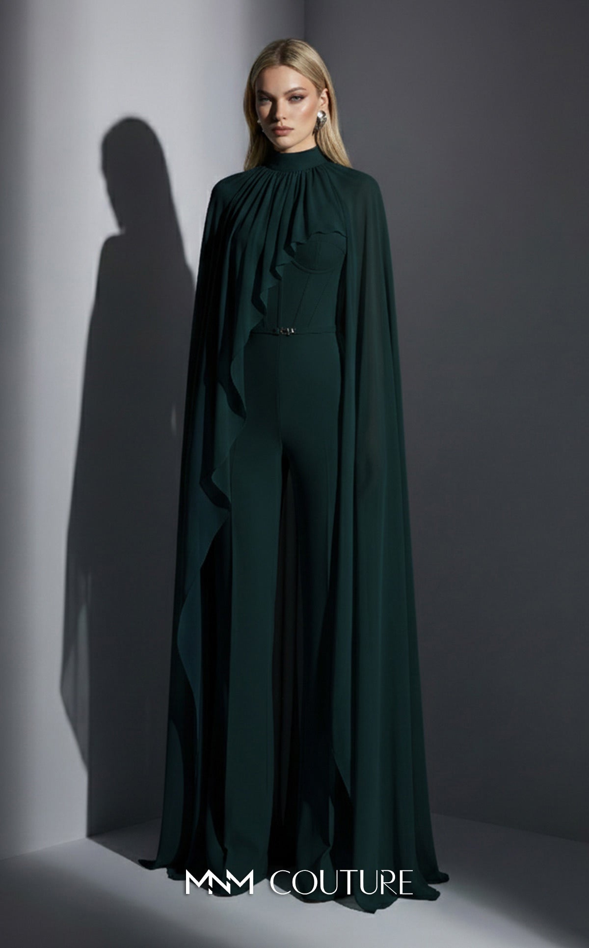 Crew/High-Neck Floor-Length Chiffon Evening Sheath/Column MNM Couture E0143