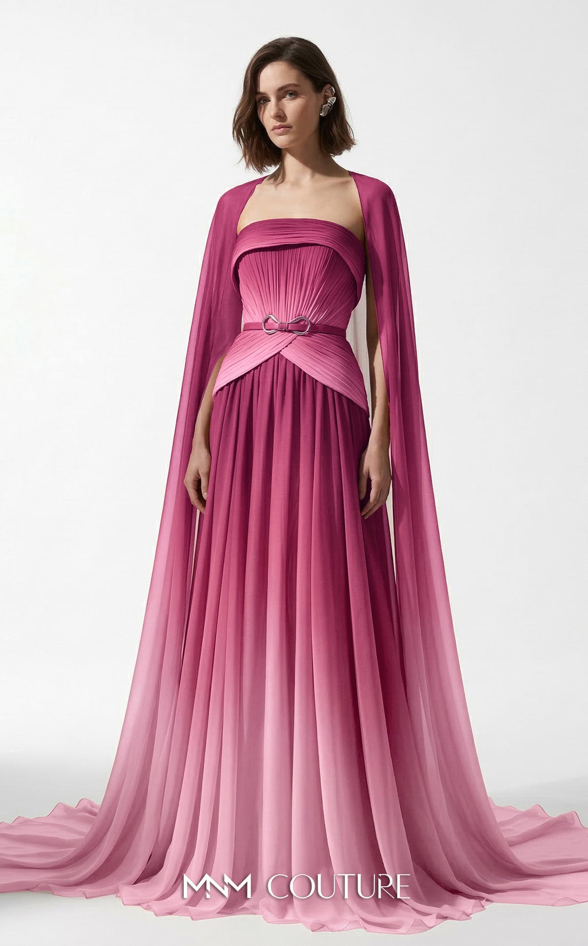 Strapless Floor-Length Chiffon Evening A-Line M Couture E0153