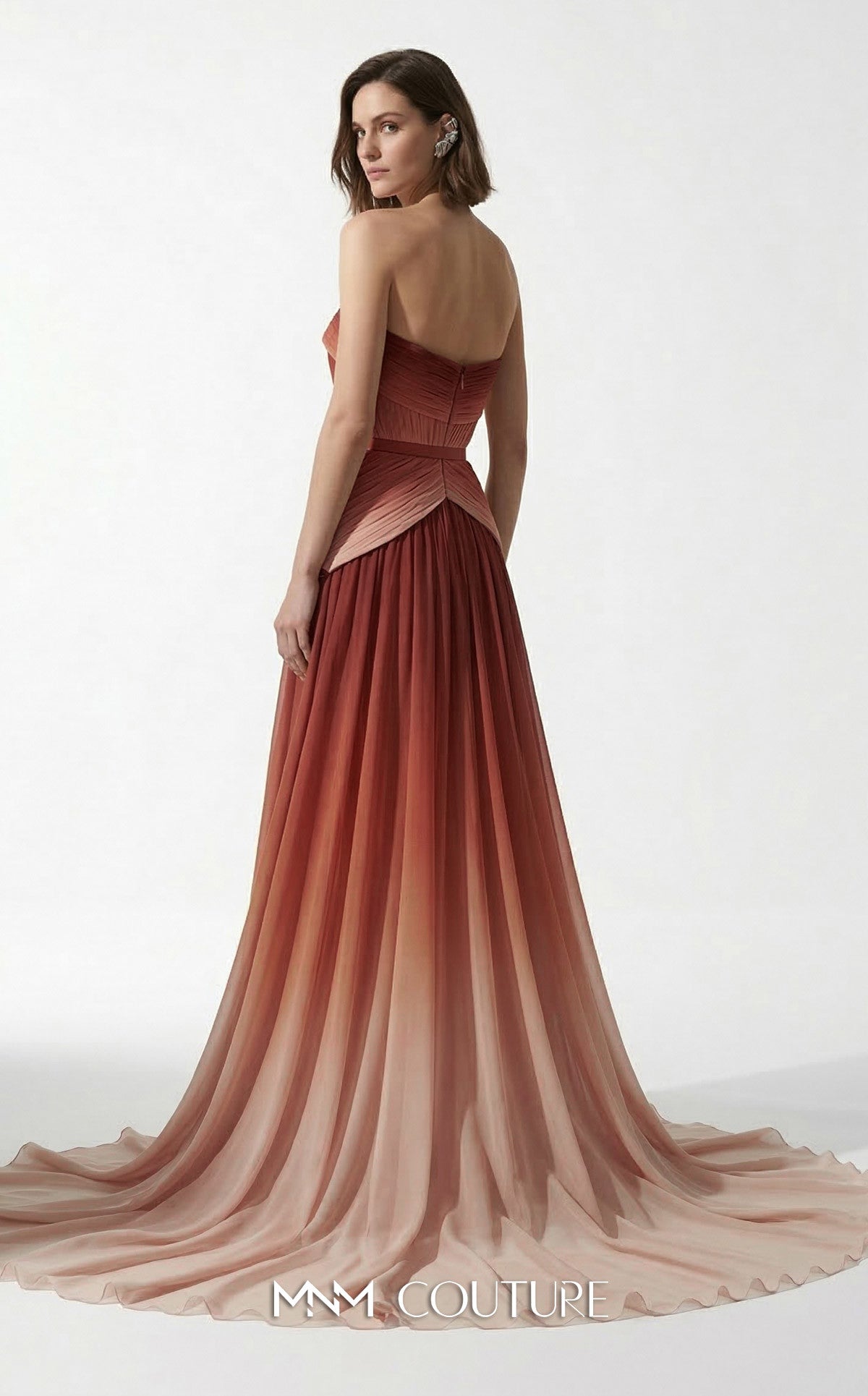 Strapless Floor-Length Chiffon Evening A-Line M Couture E0153