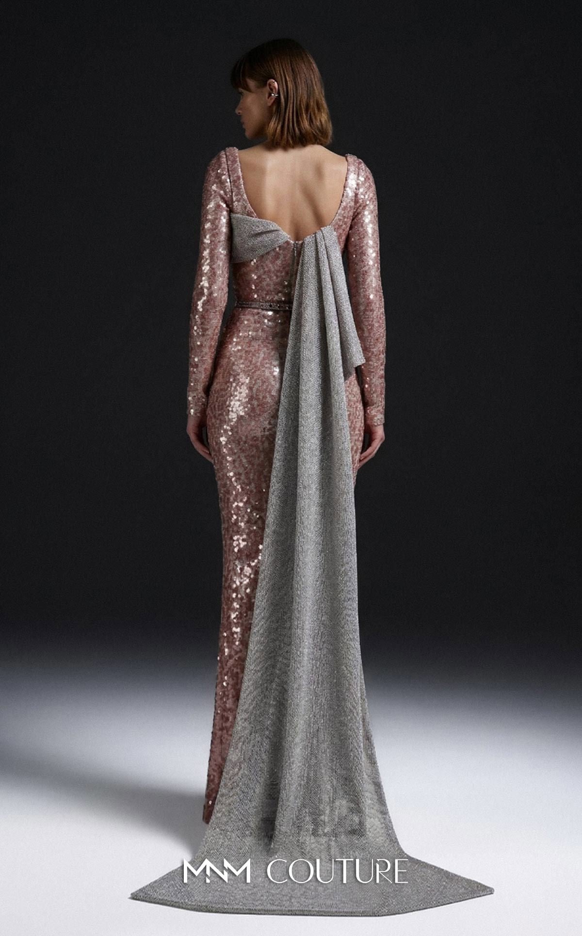 Square Floor-Length Sequin Evening Sheath MMN Couture E0157