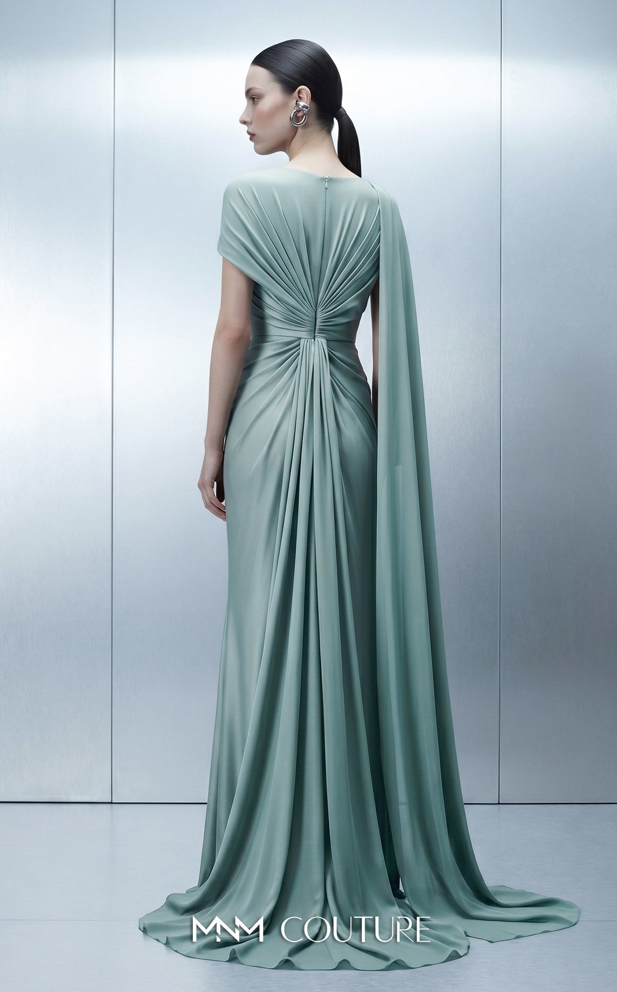 Crew/High-Neck Floor-Length Chiffon Formal Sheath/Column MNM Couture E0160