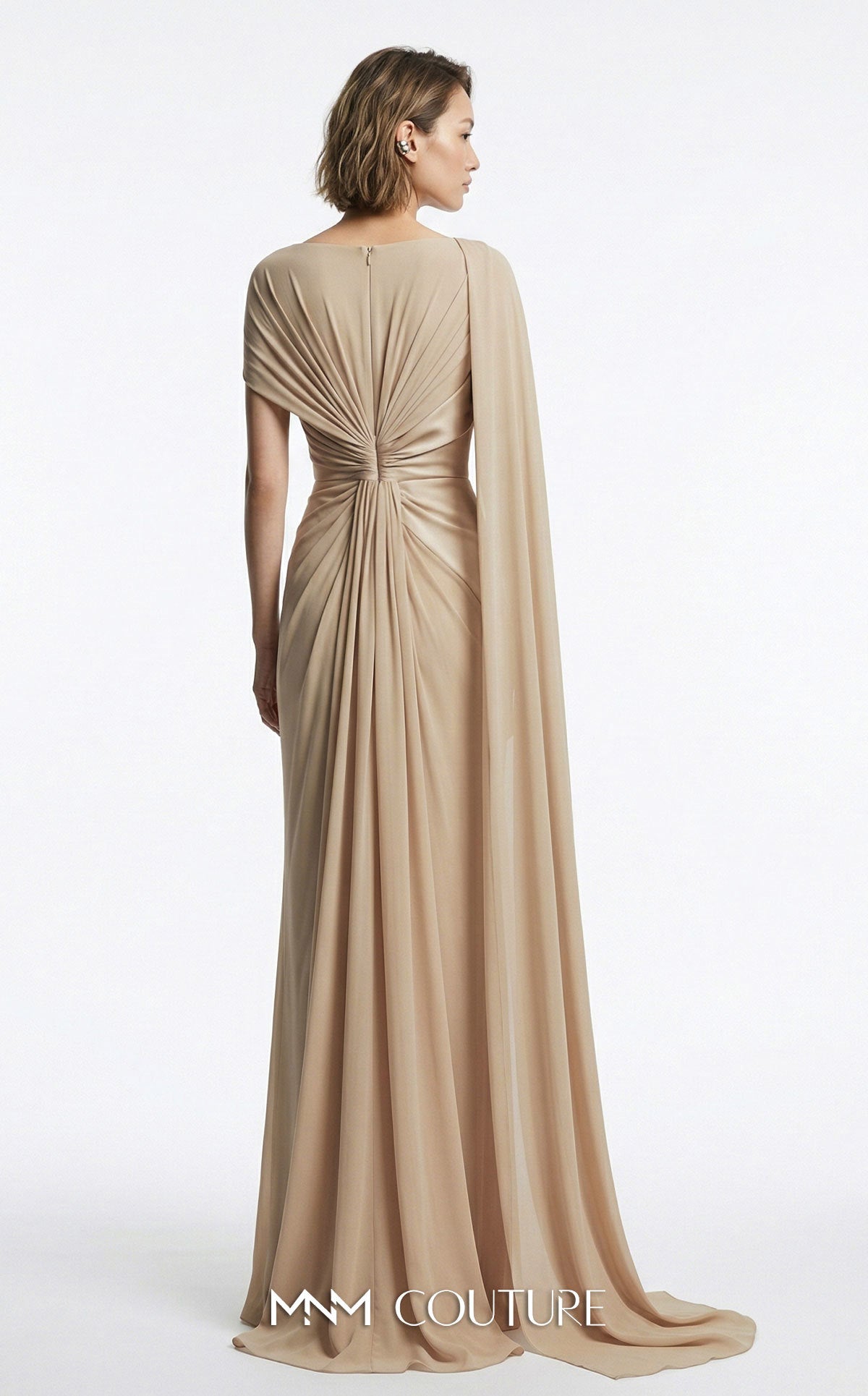 Crew/High-Neck Floor-Length Chiffon Formal Sheath/Column MNM Couture E0160