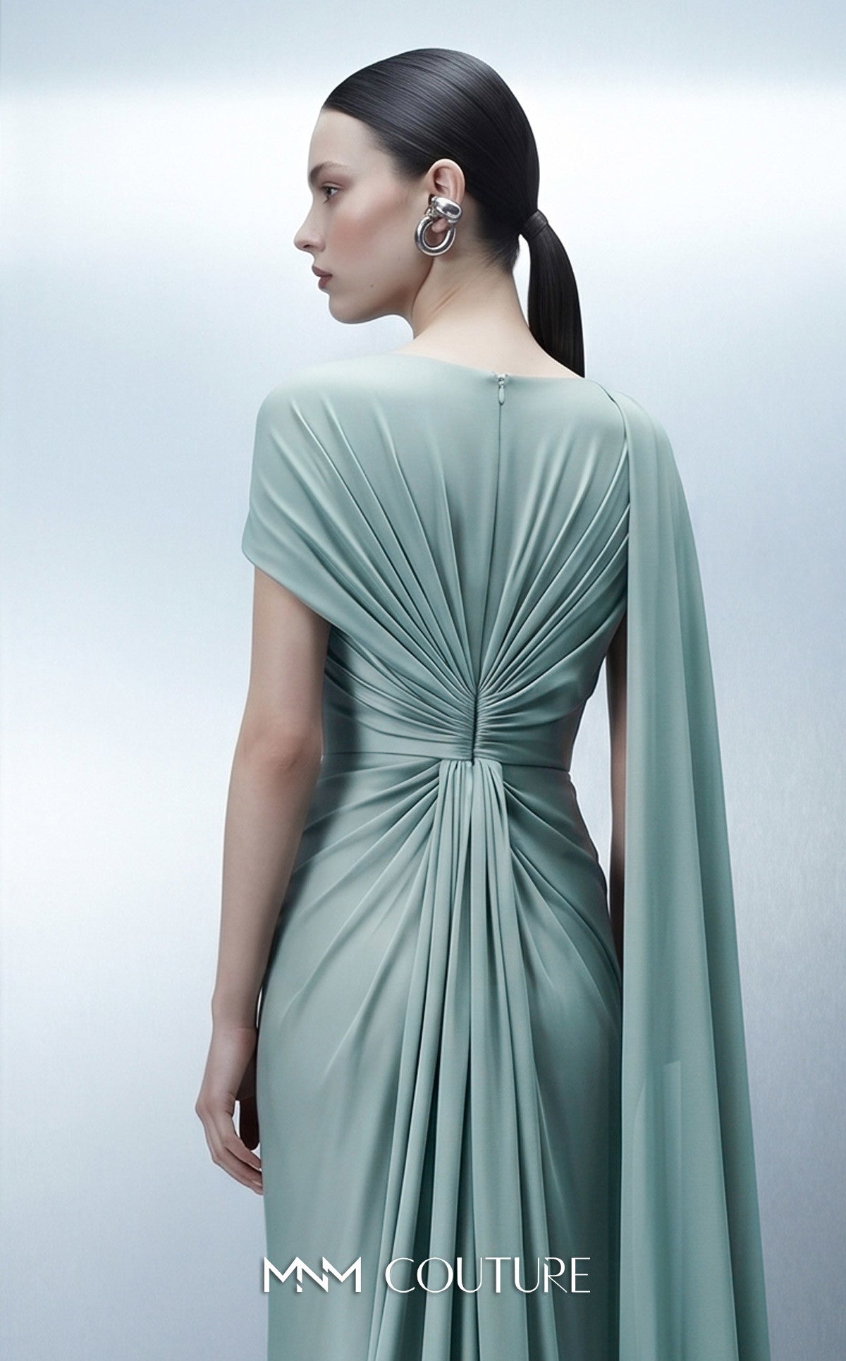 Crew/High-Neck Floor-Length Chiffon Formal Sheath/Column MNM Couture E0160