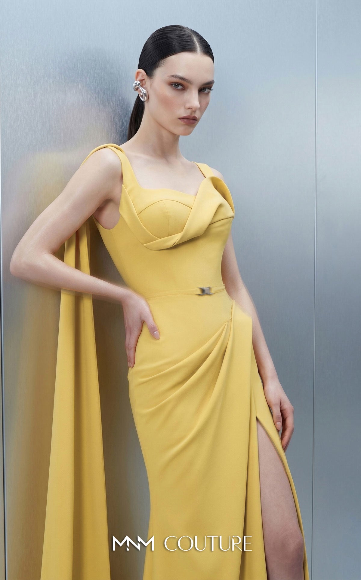Square Floor-Length Scuba Evening Mermaid MNM Couture E0168
