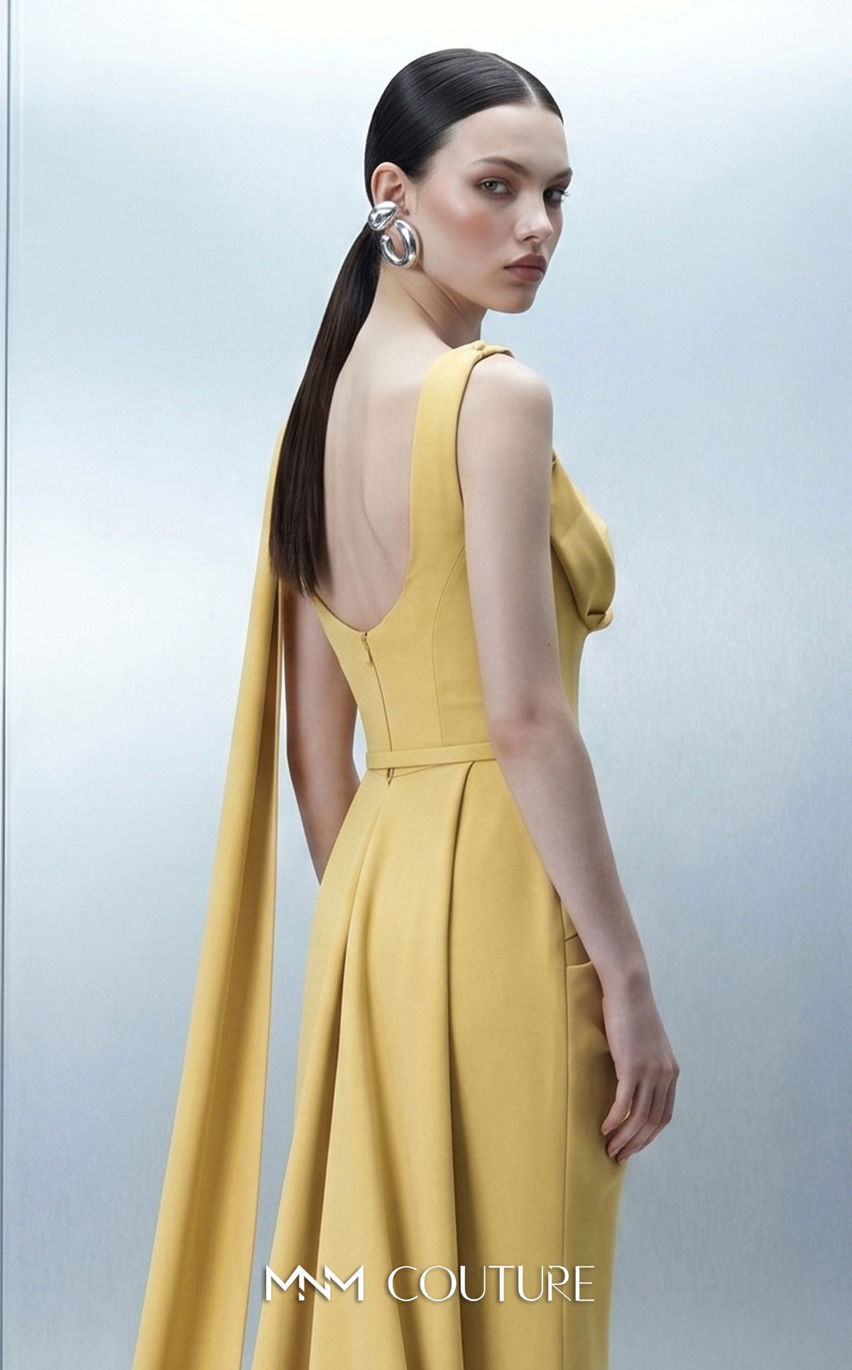 Square Floor-Length Scuba Evening Mermaid MNM Couture E0168
