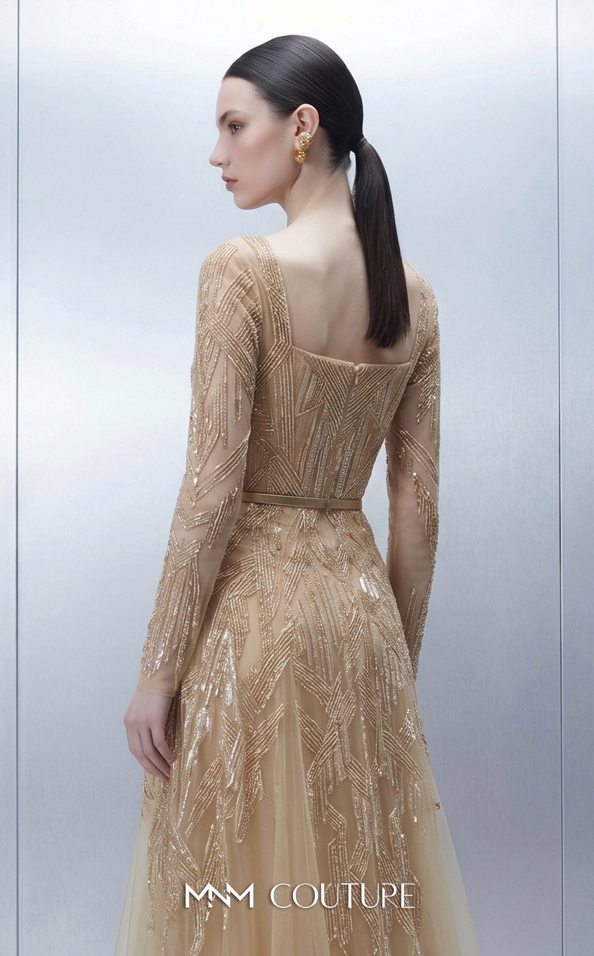 Square Floor-Length Tulle Evening A-Line MNM Couture E0178
