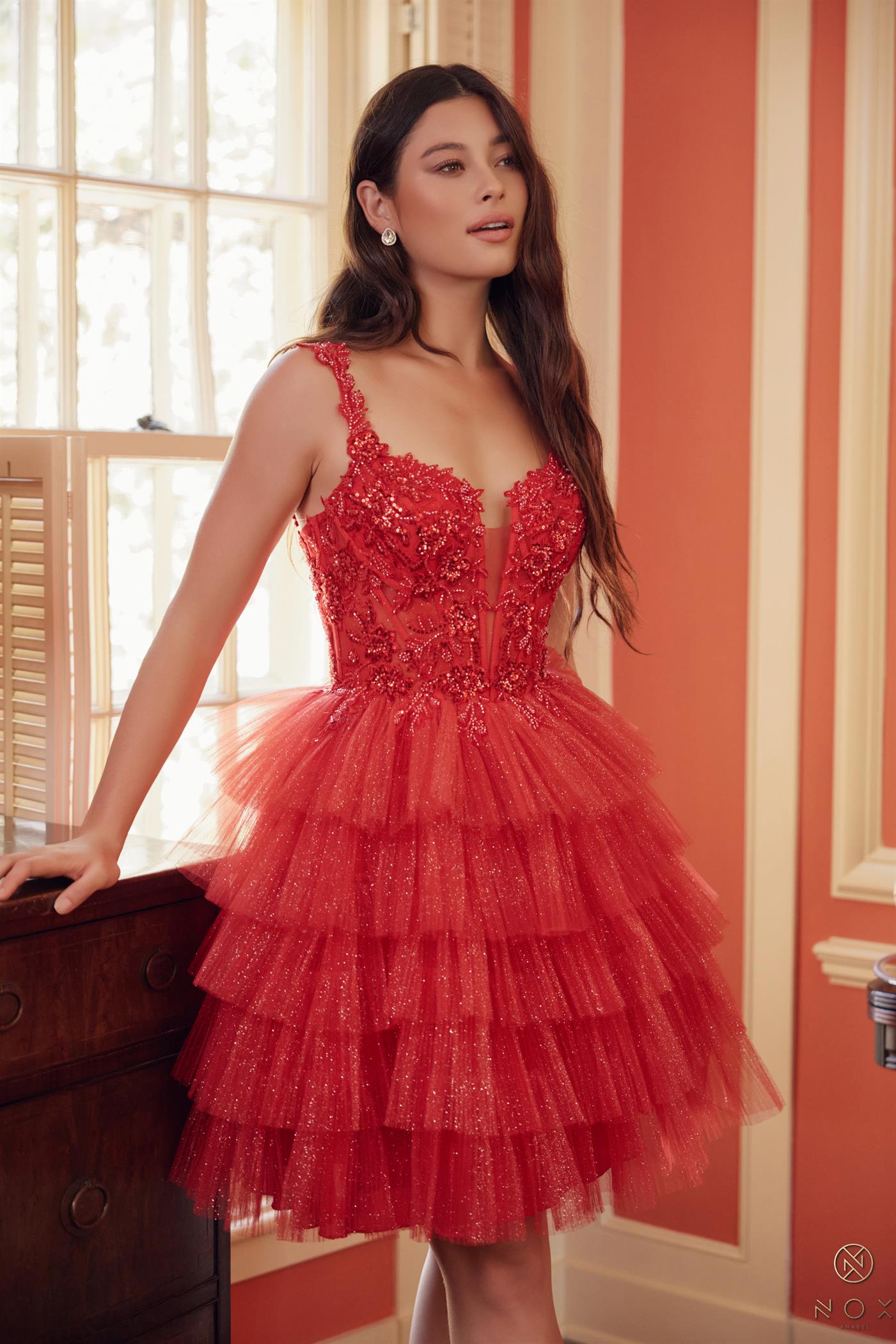 Cocktail Dresses Short Homecoming A Line Glitter Cocktail Dress Red