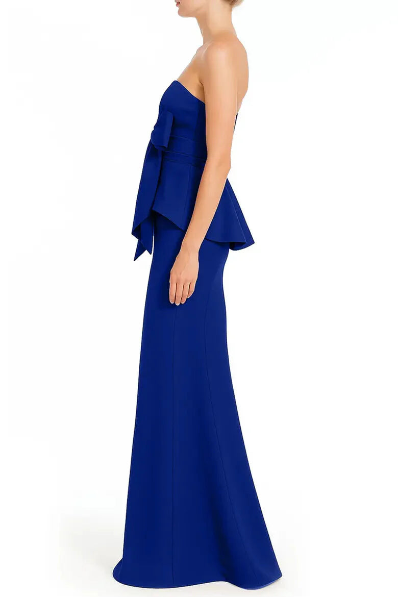 Badgley Mischka Sequined & Velvet Sash V-Neck Gown EG4485B