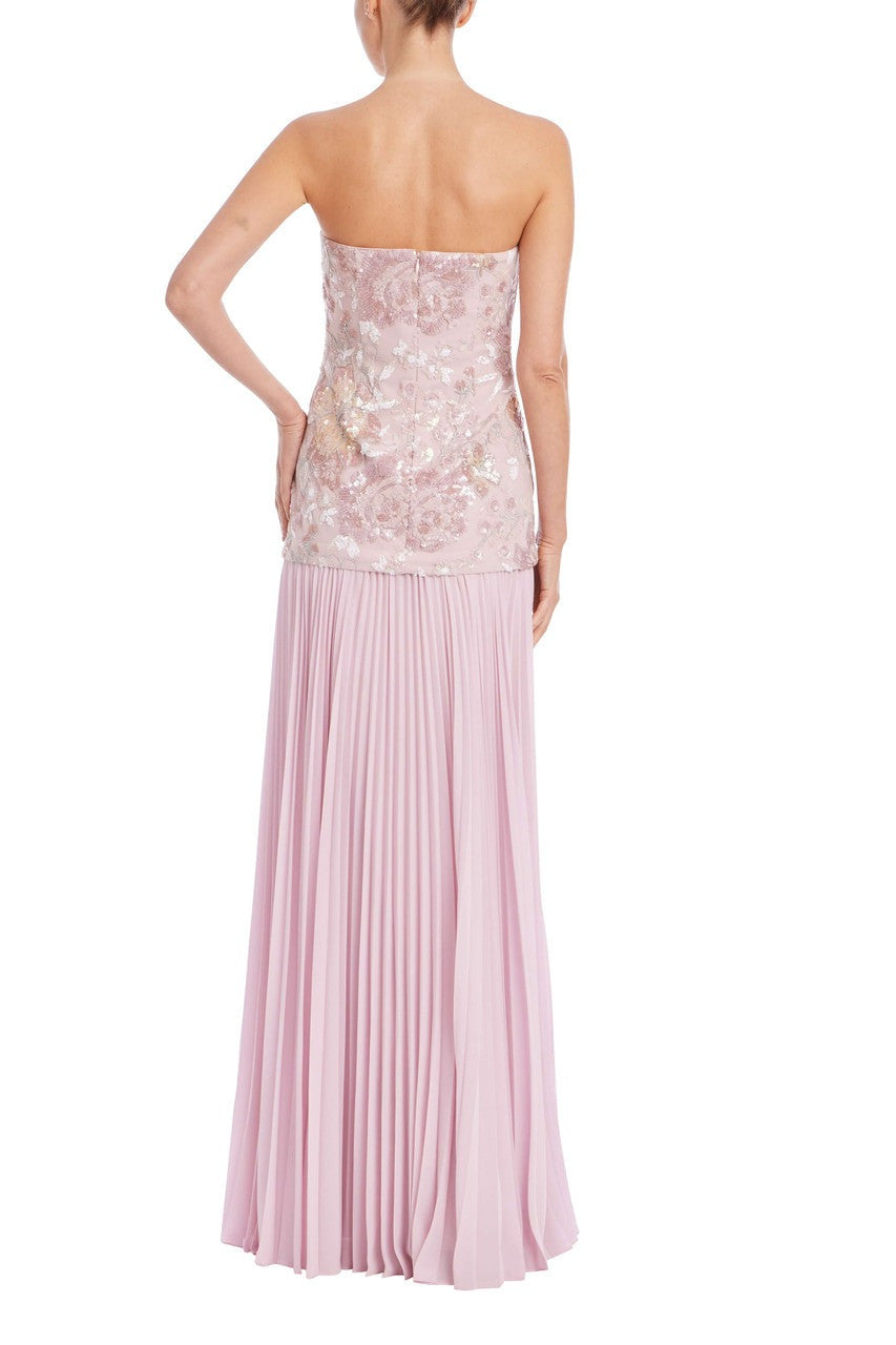 Badgley Mischka Strapless Beaded Bodice Dropwaist Gown EG5135