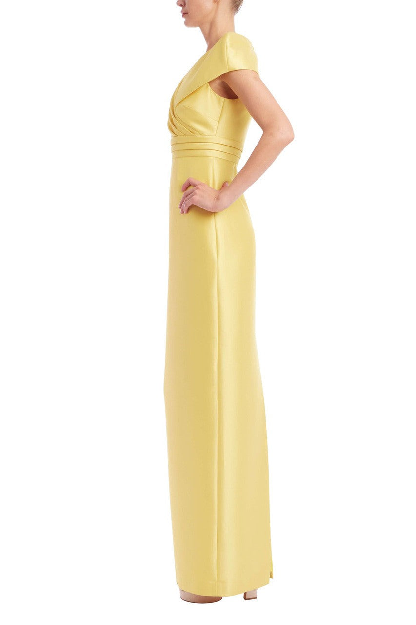Badgley Mischka Faux Wrap Mikado Column Gown EG5138