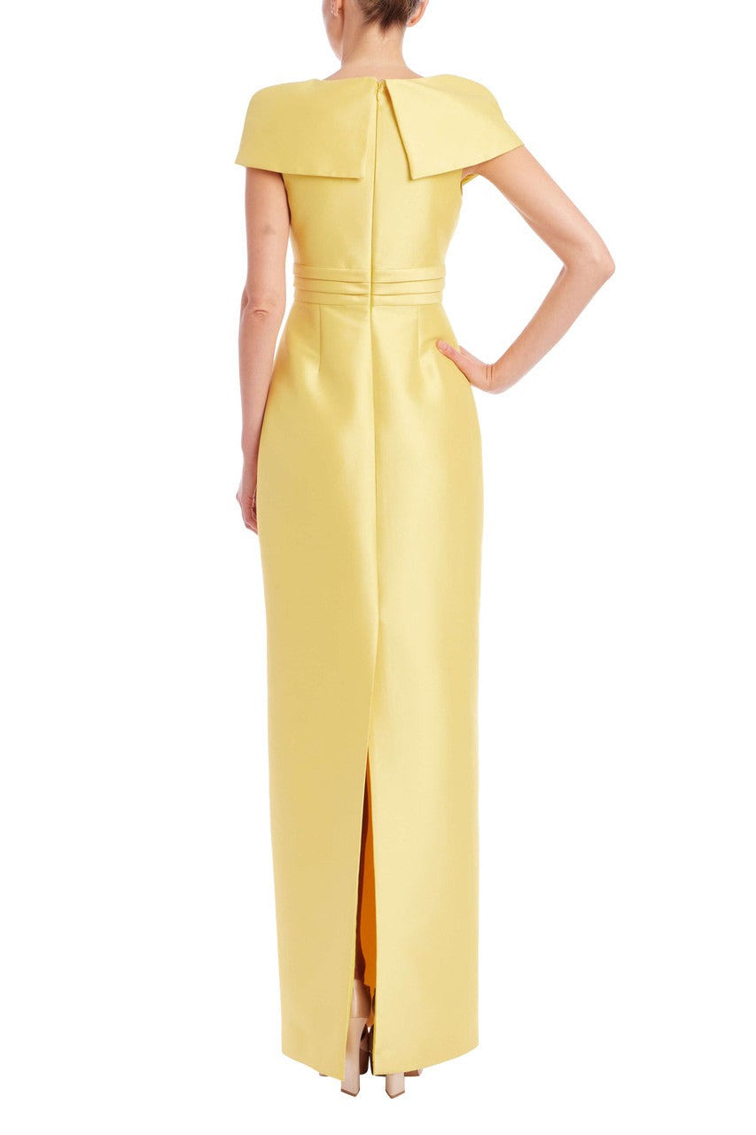 Badgley Mischka Faux Wrap Mikado Column Gown EG5138