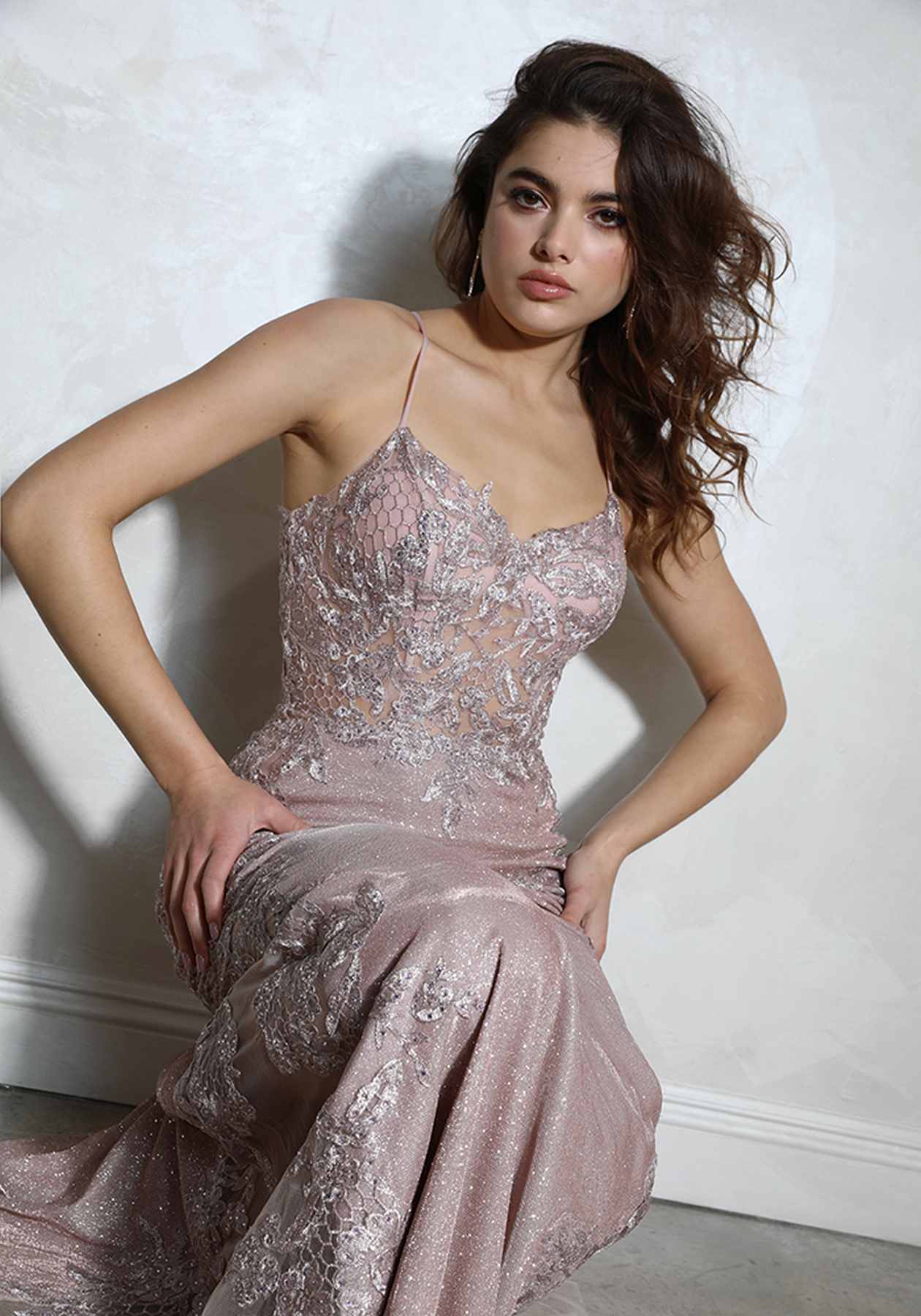 Prom Dresses Lace Applique Long Formal Mermaid Beaded Prom Dress Eureka Fashion EK103 Rose Gold