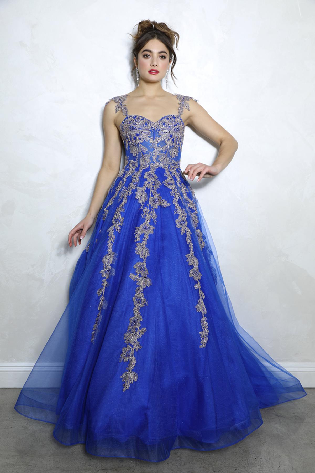 Prom Dresses A Line Beaded Lace Long Formal Prom Dress Eureka Fashion EK115 Royal/Gold