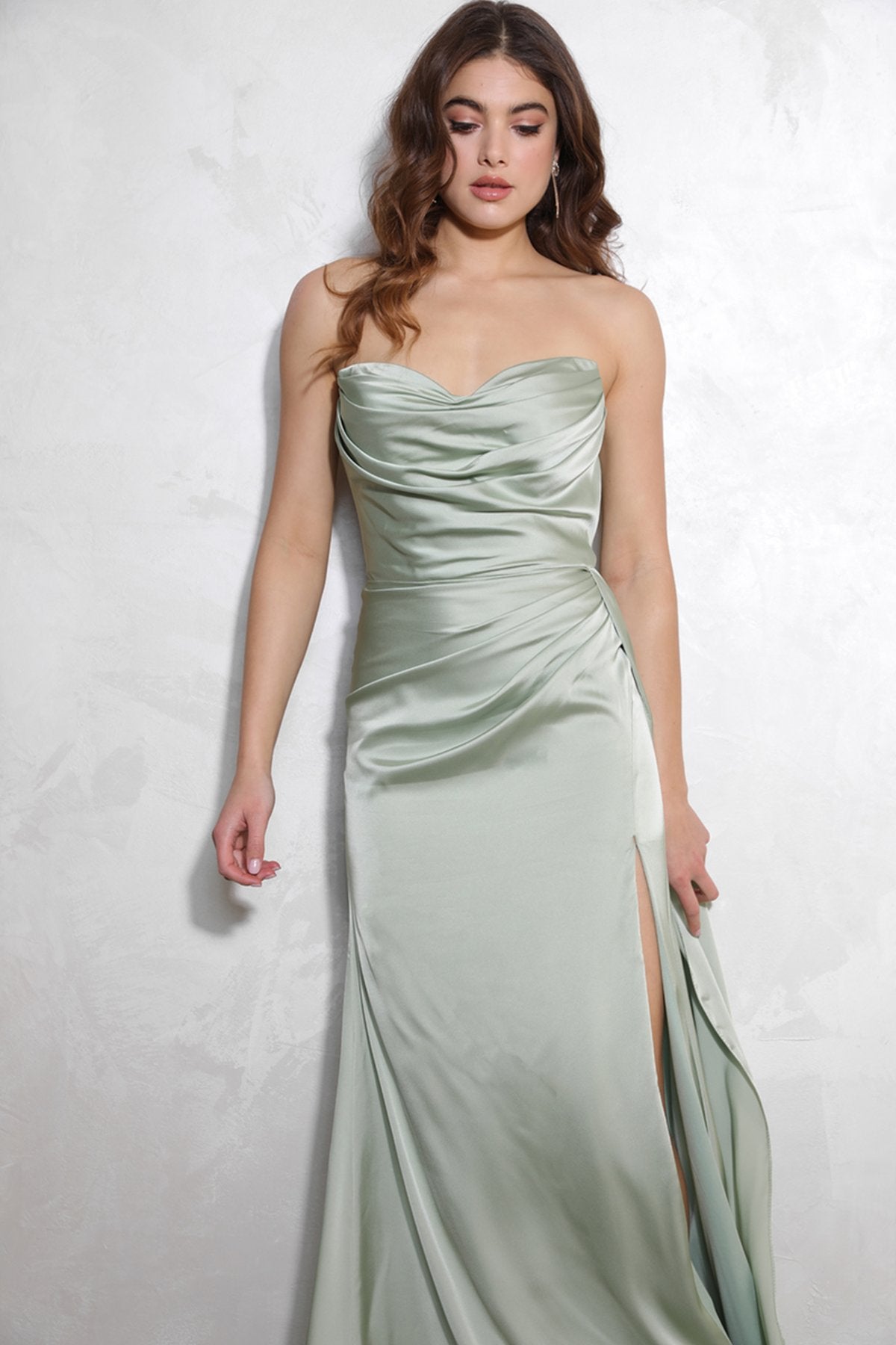 Prom Dresses Long Slit Formal Evening Prom Dress Eureka Fashion EK118 Sage