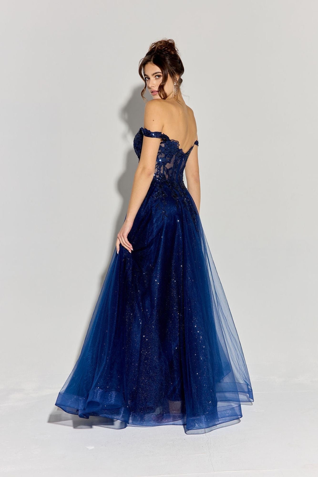 Prom Dresses Corset Lace Formal Long Beaded Prom Dress Eureka Fashion EK128 Navy