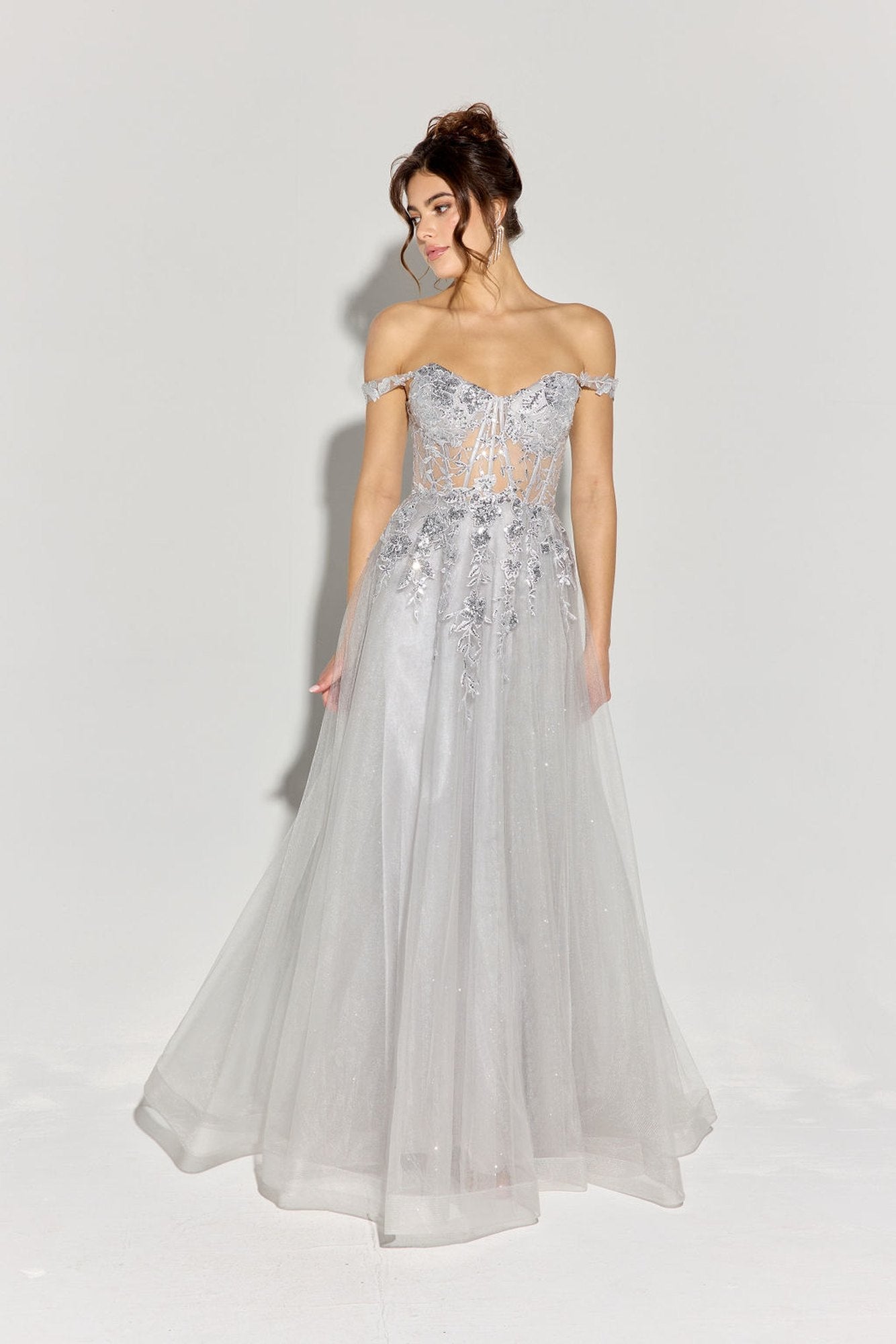 Prom Dresses Corset Lace Formal Long Beaded Prom Dress Eureka Fashion EK128 Platinum
