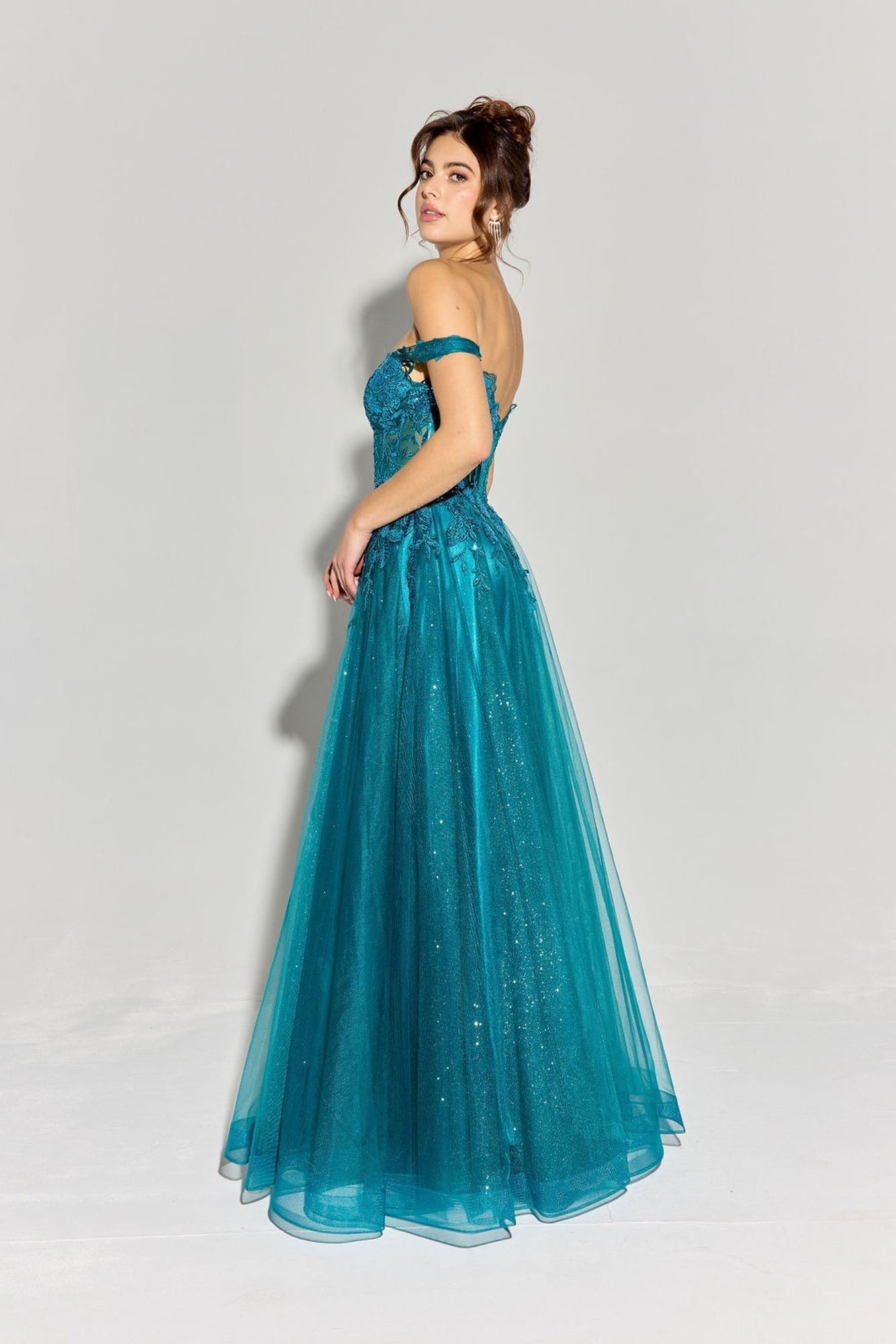 Prom Dresses Corset Lace Formal Long Beaded Prom Dress Eureka Fashion EK128 Teal