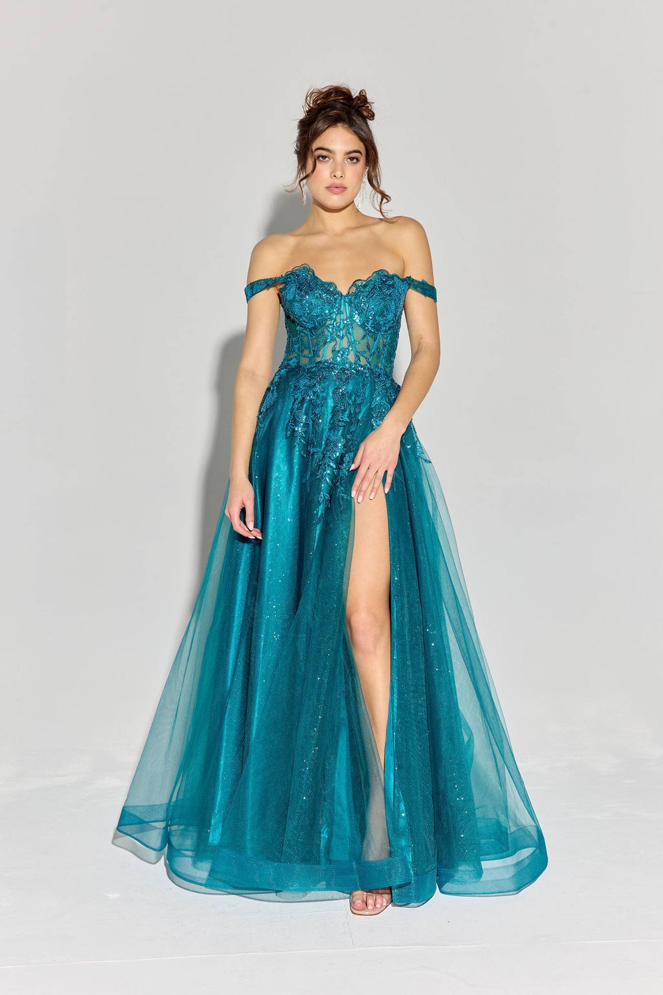 Prom Dresses Corset Lace Formal Long Beaded Prom Dress Eureka Fashion EK128 Teal