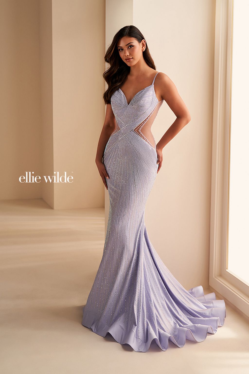 Ellie Wilde EW35001 Long Formal Fitted Evening Prom Dress