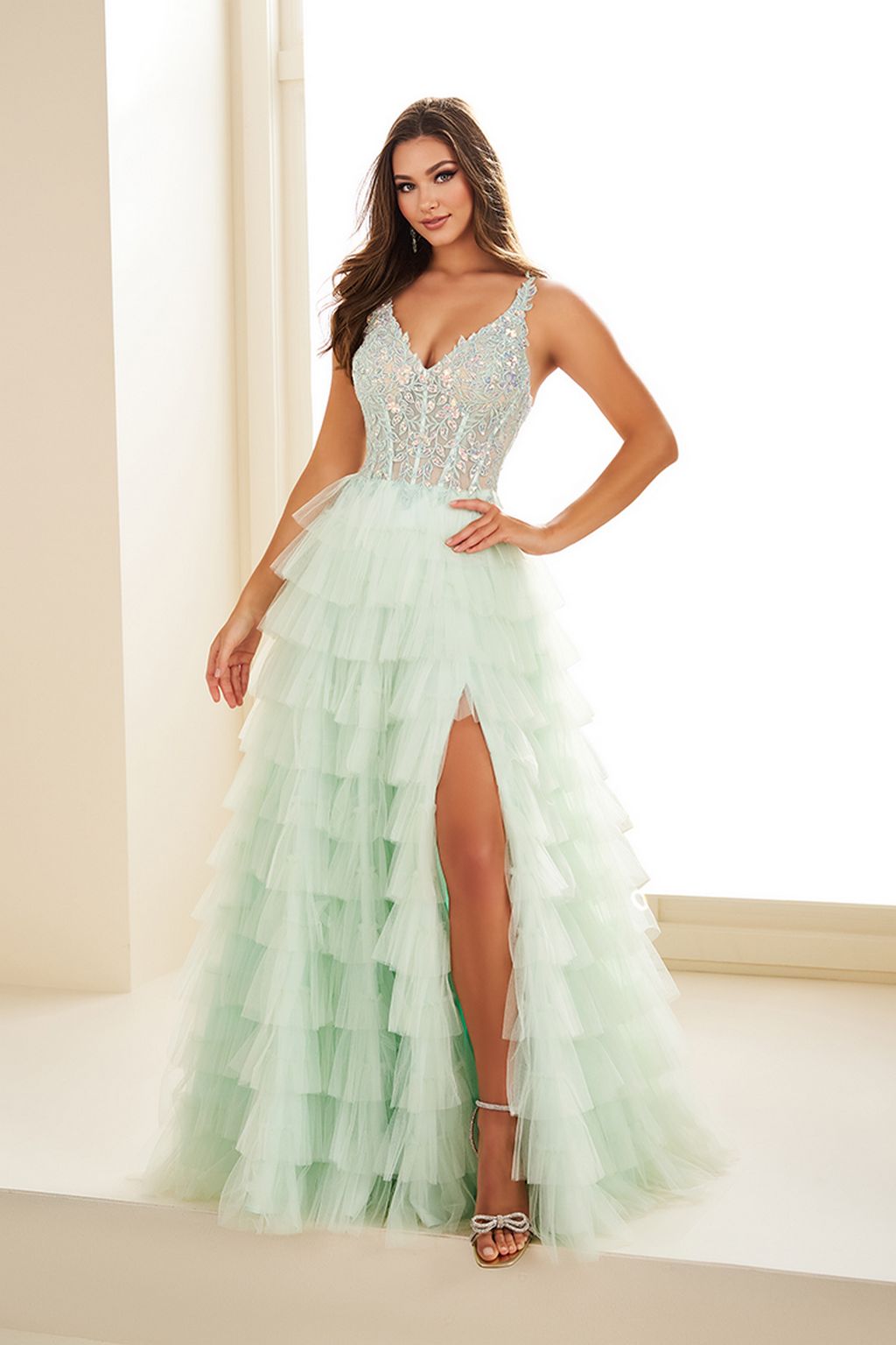 Prom Dresses Prom Long Beaded Ball Gown Mint