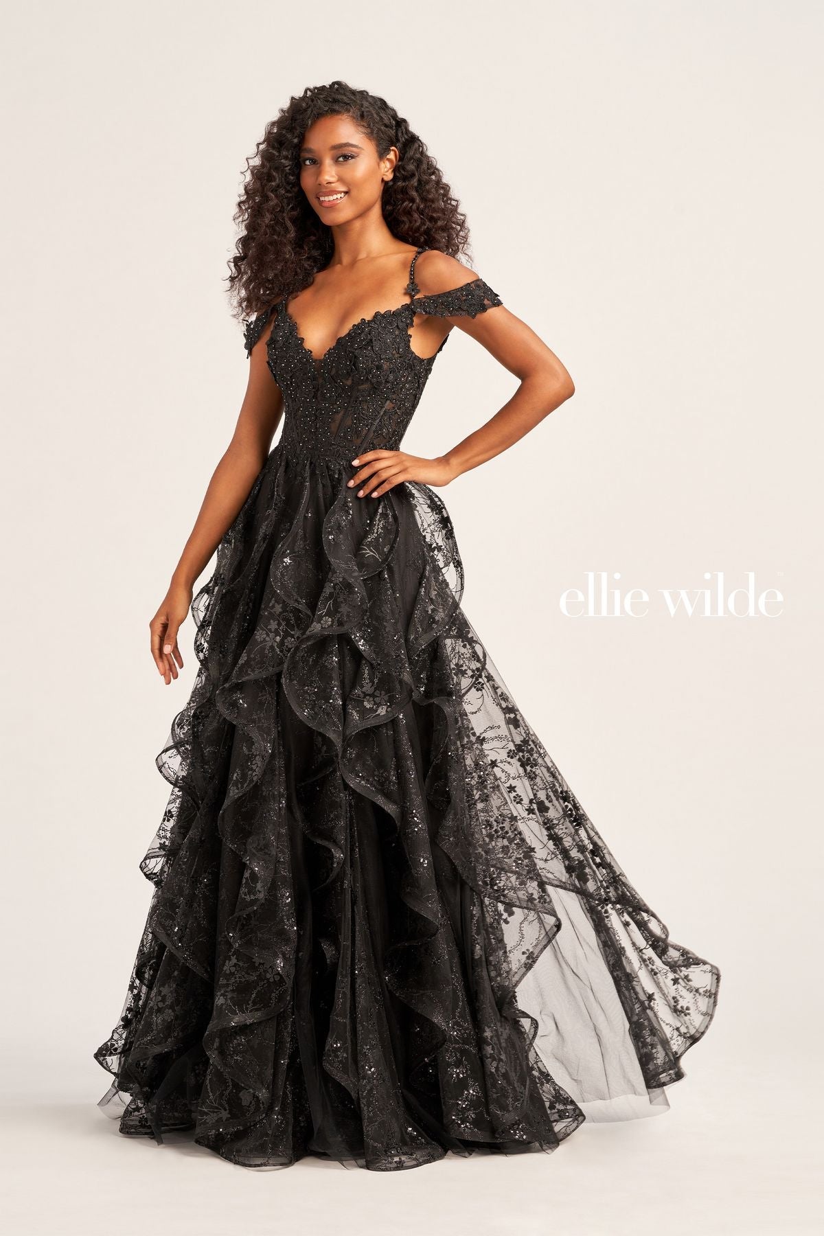 Prom Dresses Long Formal Detachable Sleeve Beaded Prom Dress Black