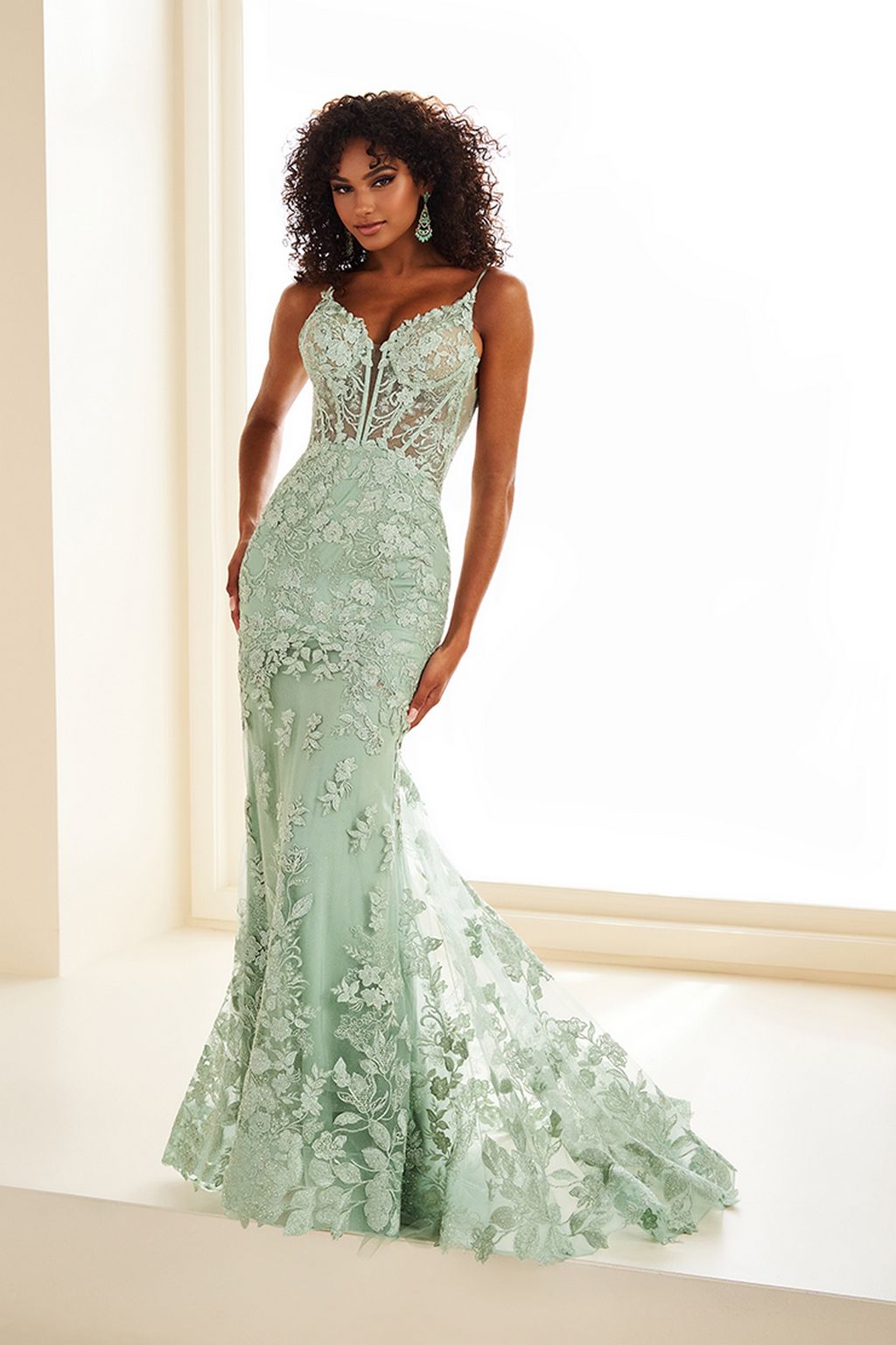 Prom Dresses Long Mermaid Gown Glitter Formal Prom Dress Sage