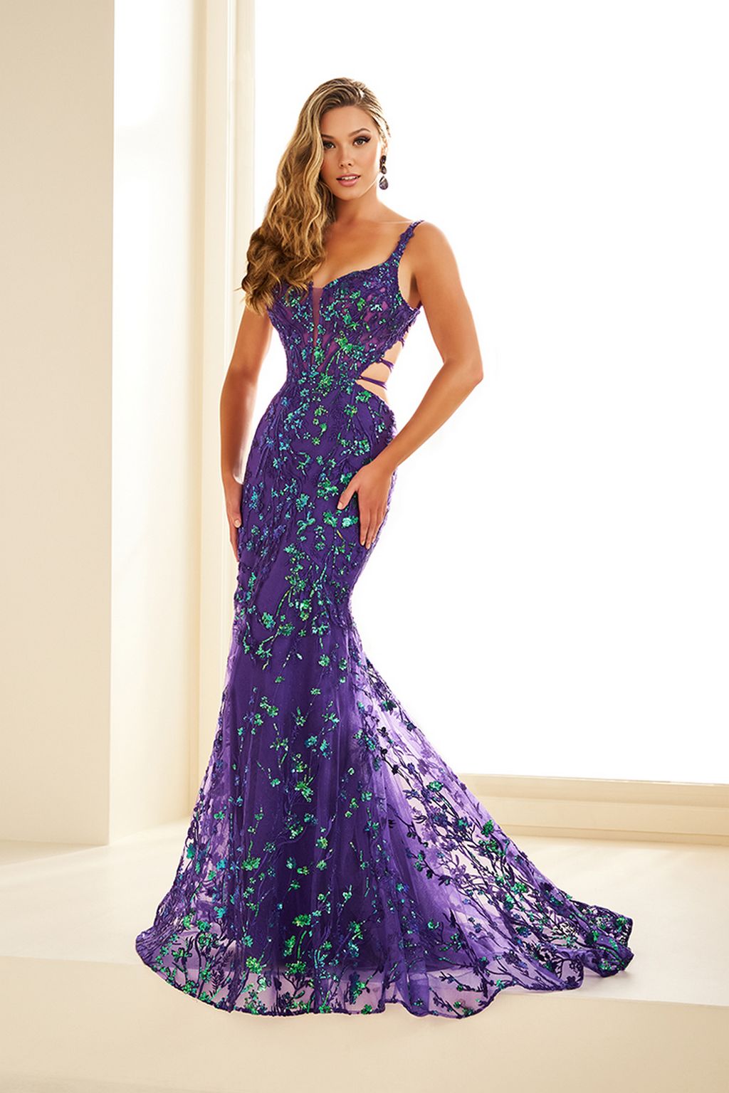 Prom Dresses Glitter Long Sequin Prom Formal Dress Purple Magic