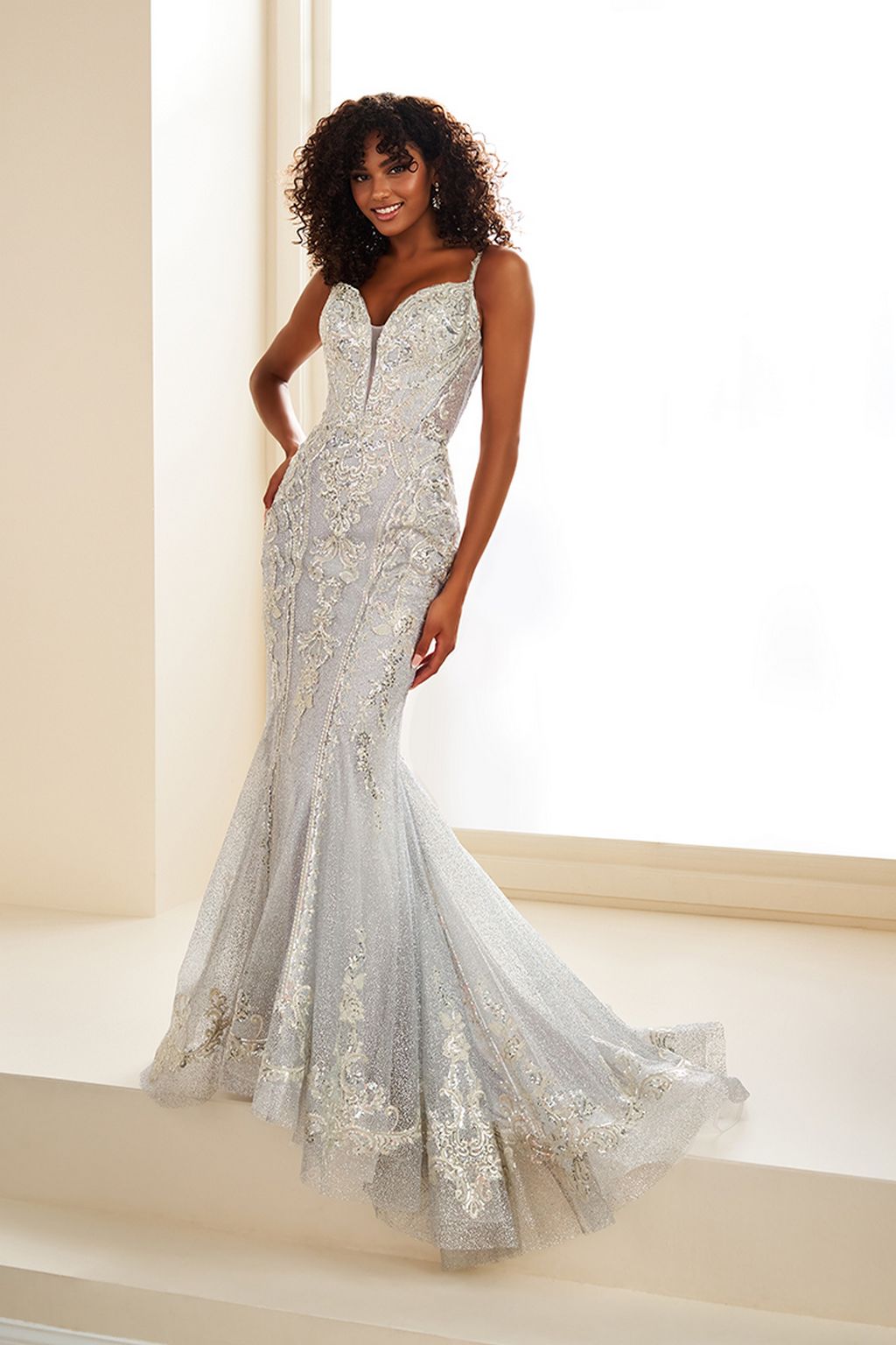 Prom Dresses Long Formal Sequin Mermaid Evening Prom Dress Silver