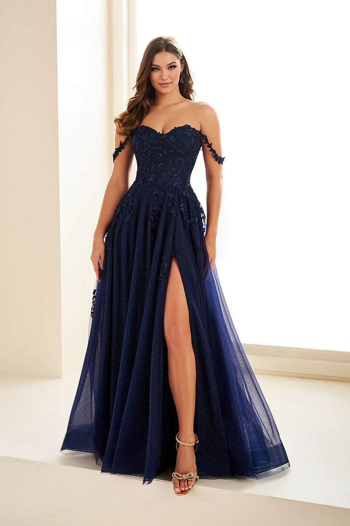 Prom Dresses A Line Lace Long Formal Prom Dress Navy Blue