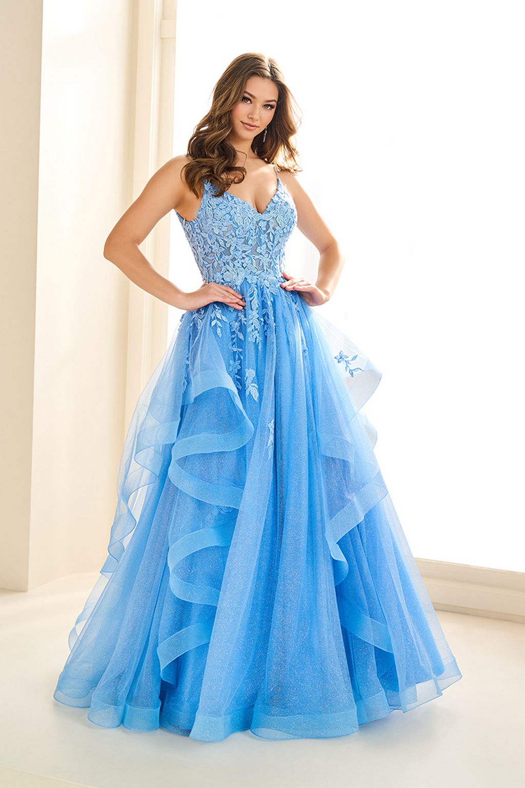 Prom Dresses Beaded Long Prom A Line Formal Evening Dress Bluebell