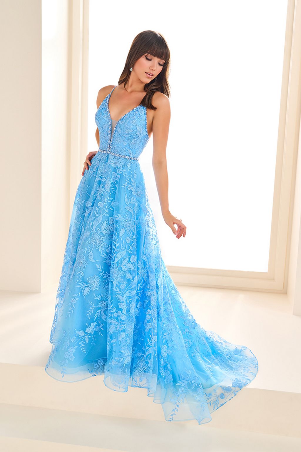 Prom Dresses Long Floral A Line Formal Prom Dress Bluebell