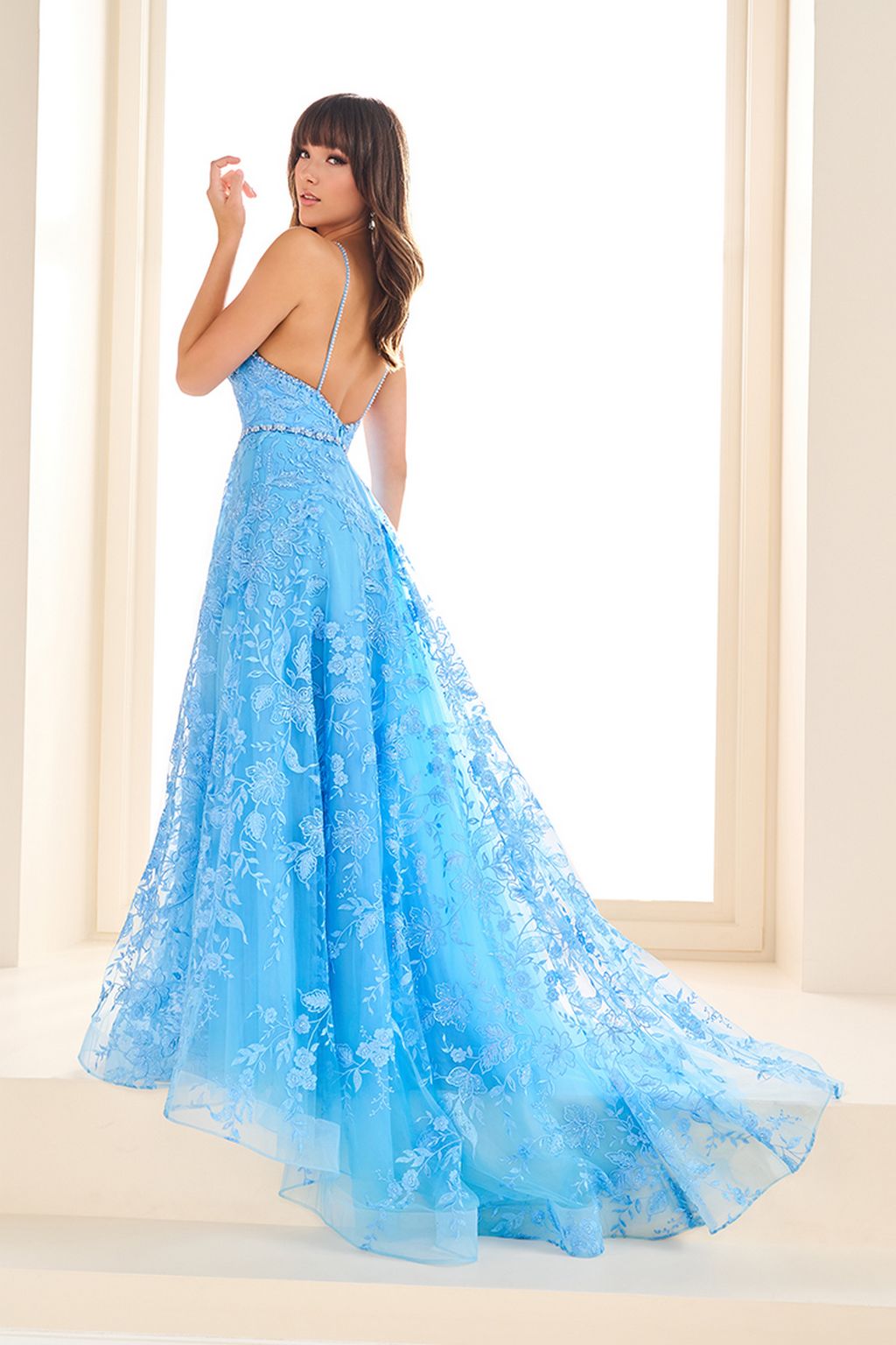 Prom Dresses Long Floral A Line Formal Prom Dress Bluebell