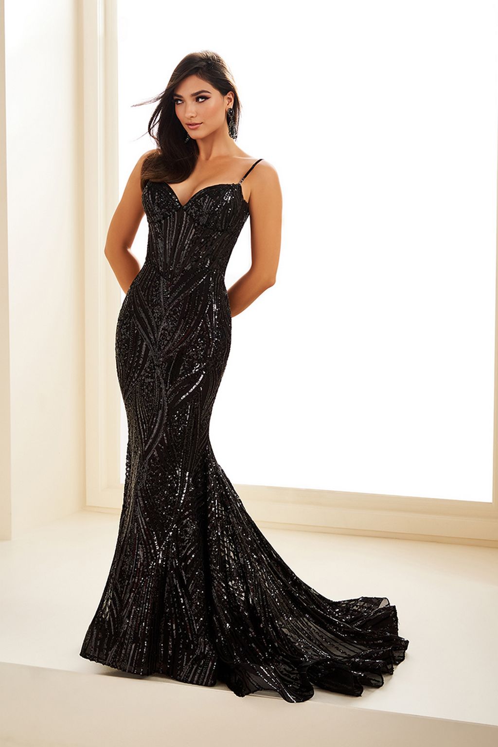 Prom Dresses Sequin Gown Long Mermaid Formal Evening Dress Black