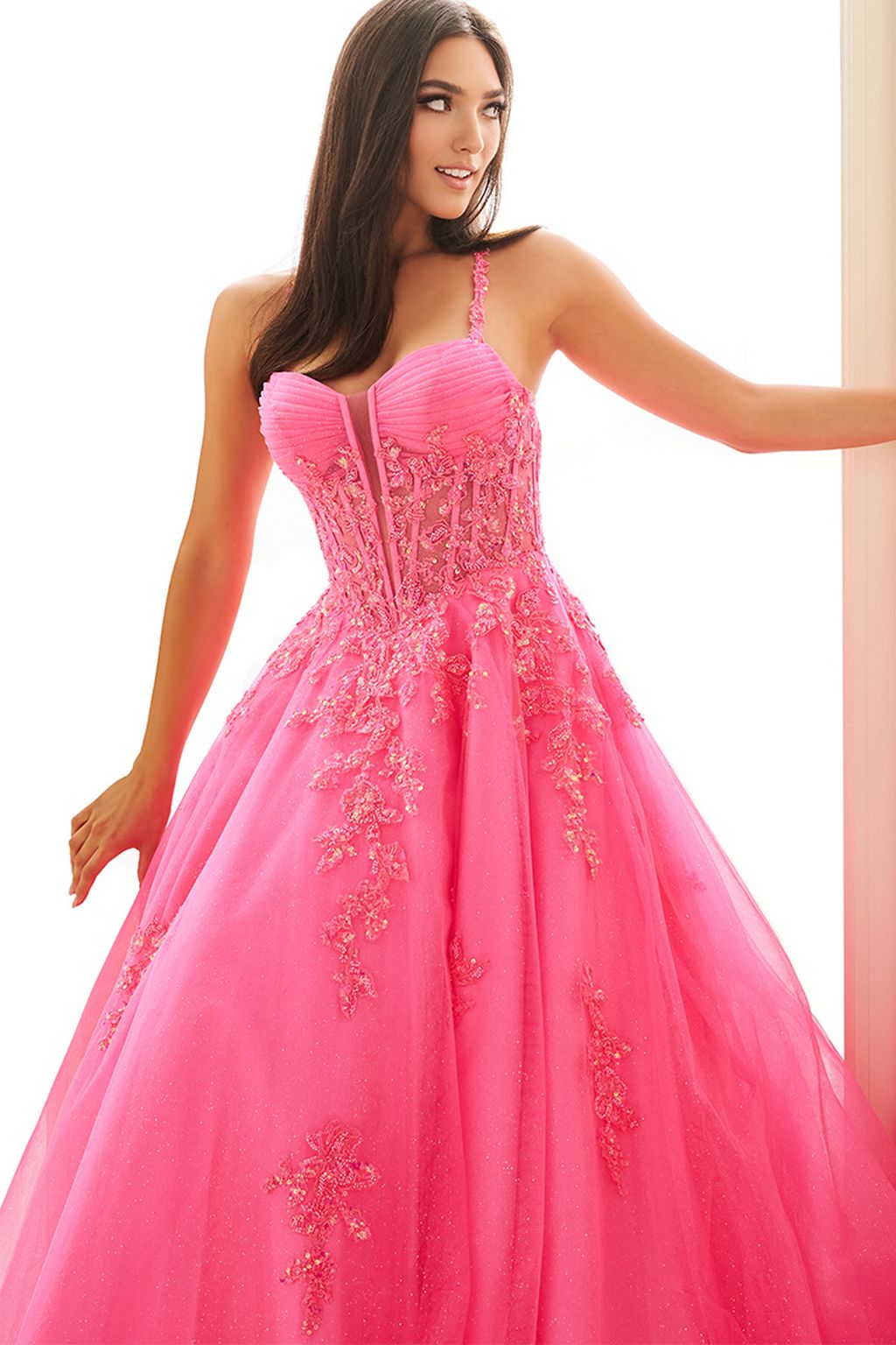 Prom Dresses Sequin Ball Gown Long Formal Evening Prom Dress Barbie Pink