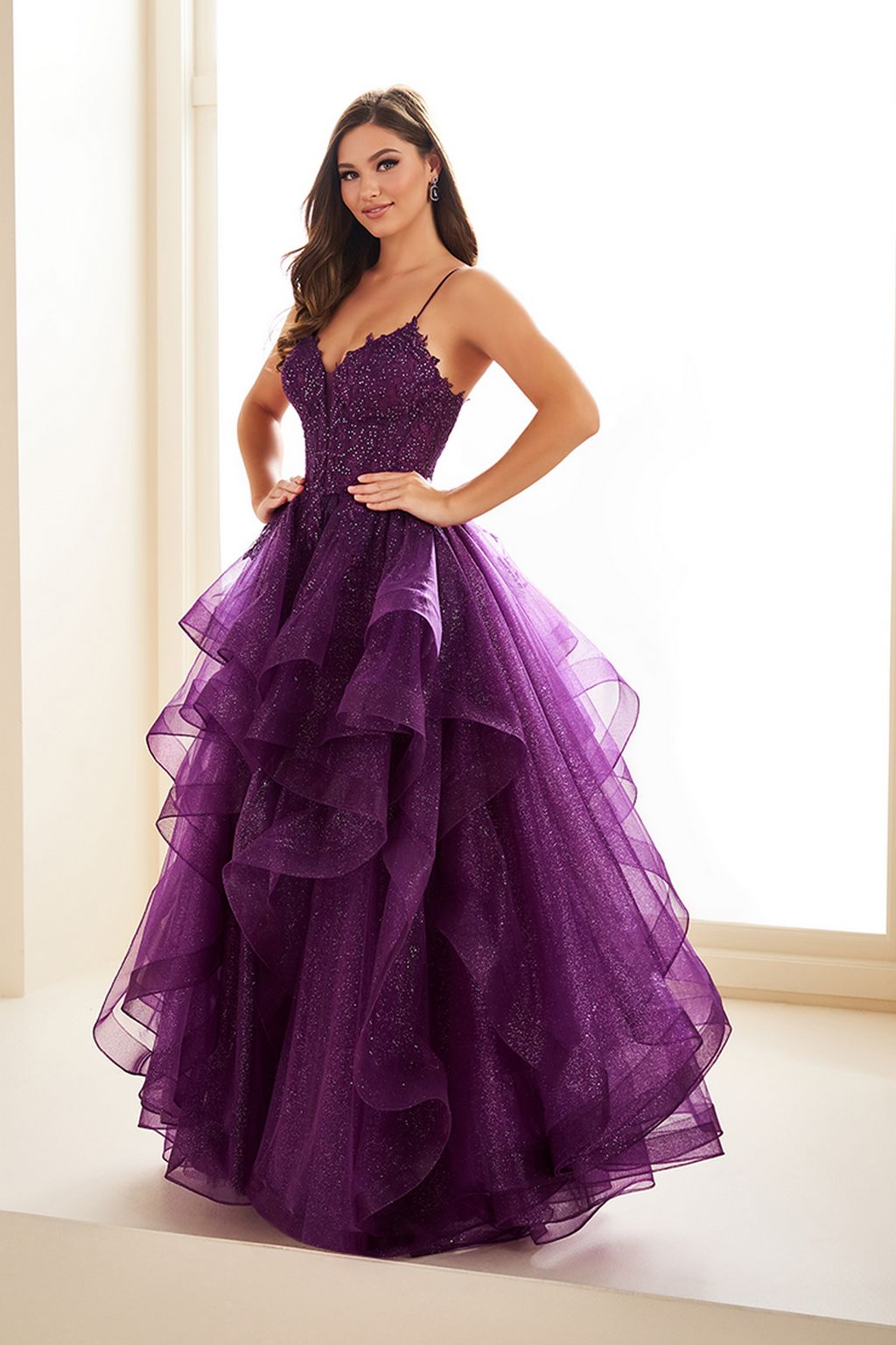 Prom Dresses Long Glitter Ball Gown Formal Prom Dress Dark Plum