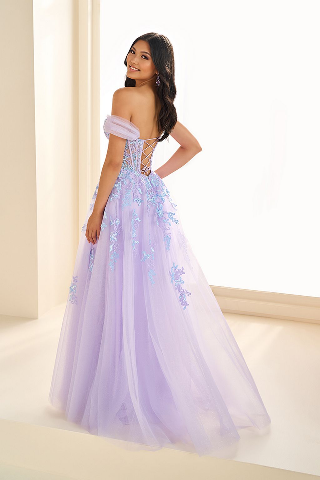 Prom Dresses Formal Glitter Long Ball Gown Corset Prom Dress Lilac/Light Blue