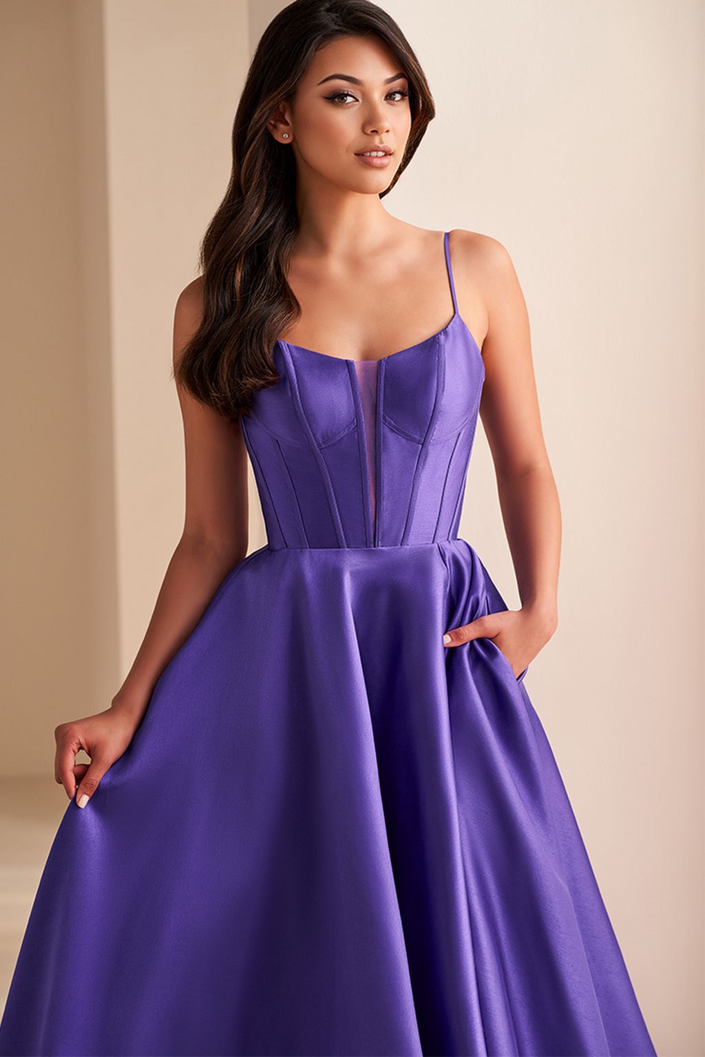 Prom Dresses Prom Ball Gown Long Formal Slit Evening Dress Purple