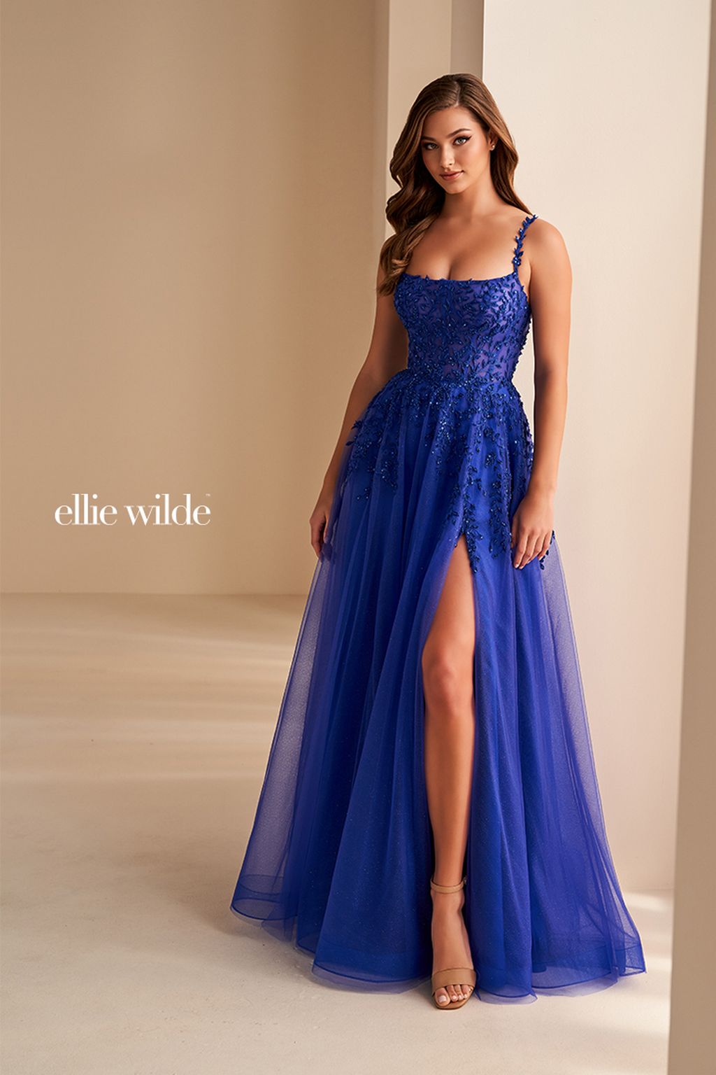 Prom Dresses Long Sequin Glitter A Line Slit Formal Prom Dress Royal Blue