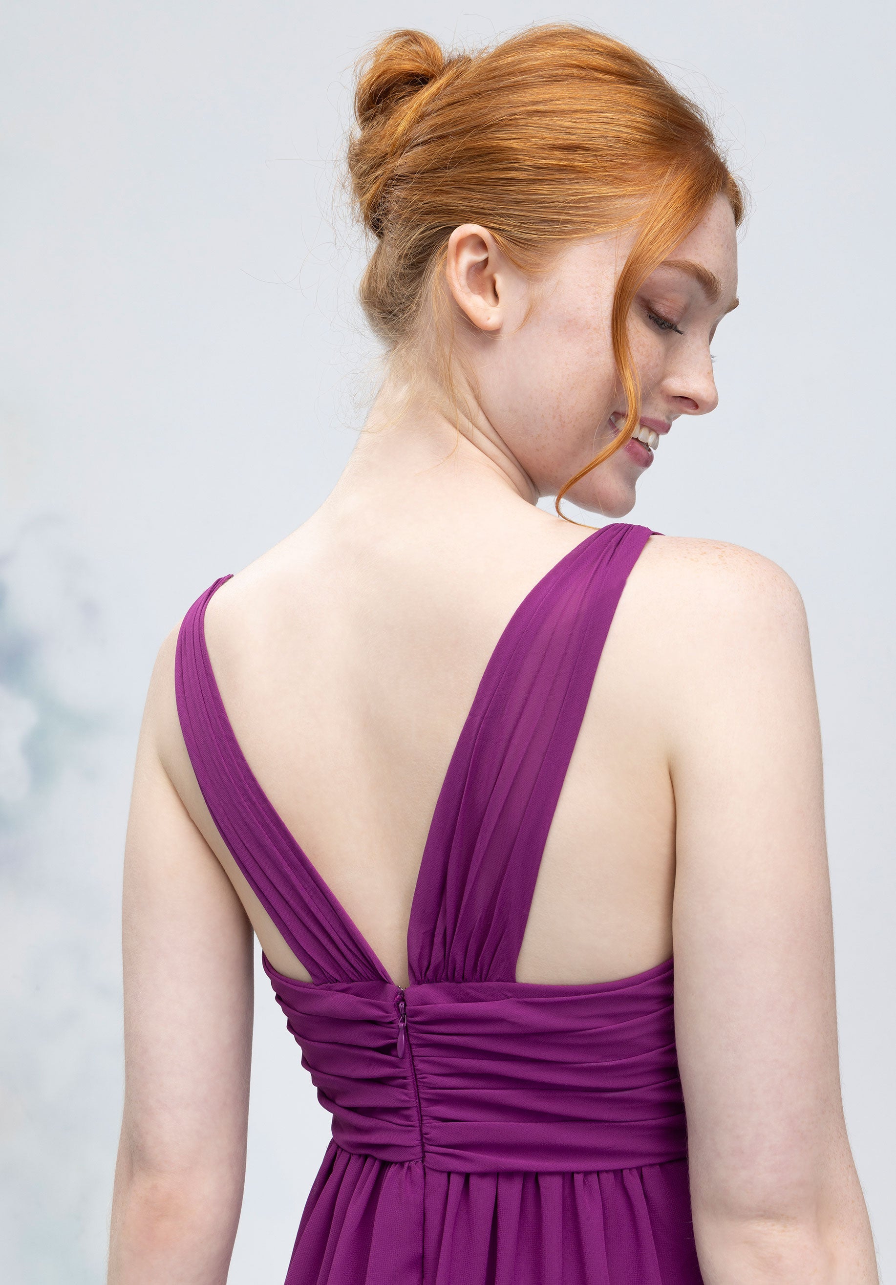 Formal Dresses Long Formal Slit A Line Dress Eggplant-Chiffon-3030009-Pleated