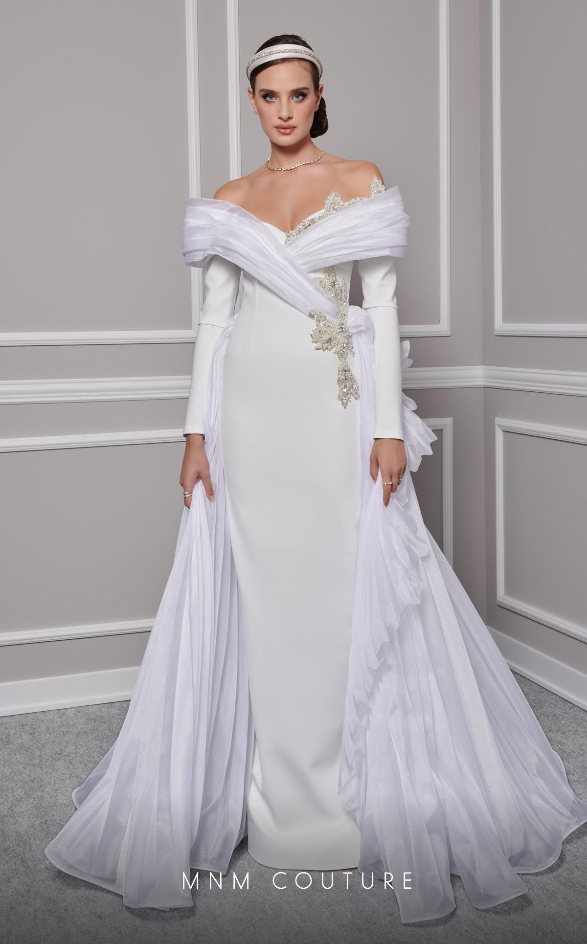 Off-the-Shoulder Floor-Length Tulle Formal Mermaid MNM Couture F02800