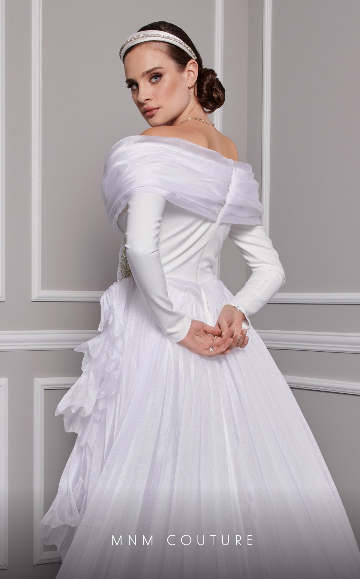 Off-the-Shoulder Floor-Length Tulle Formal Mermaid MNM Couture F02800