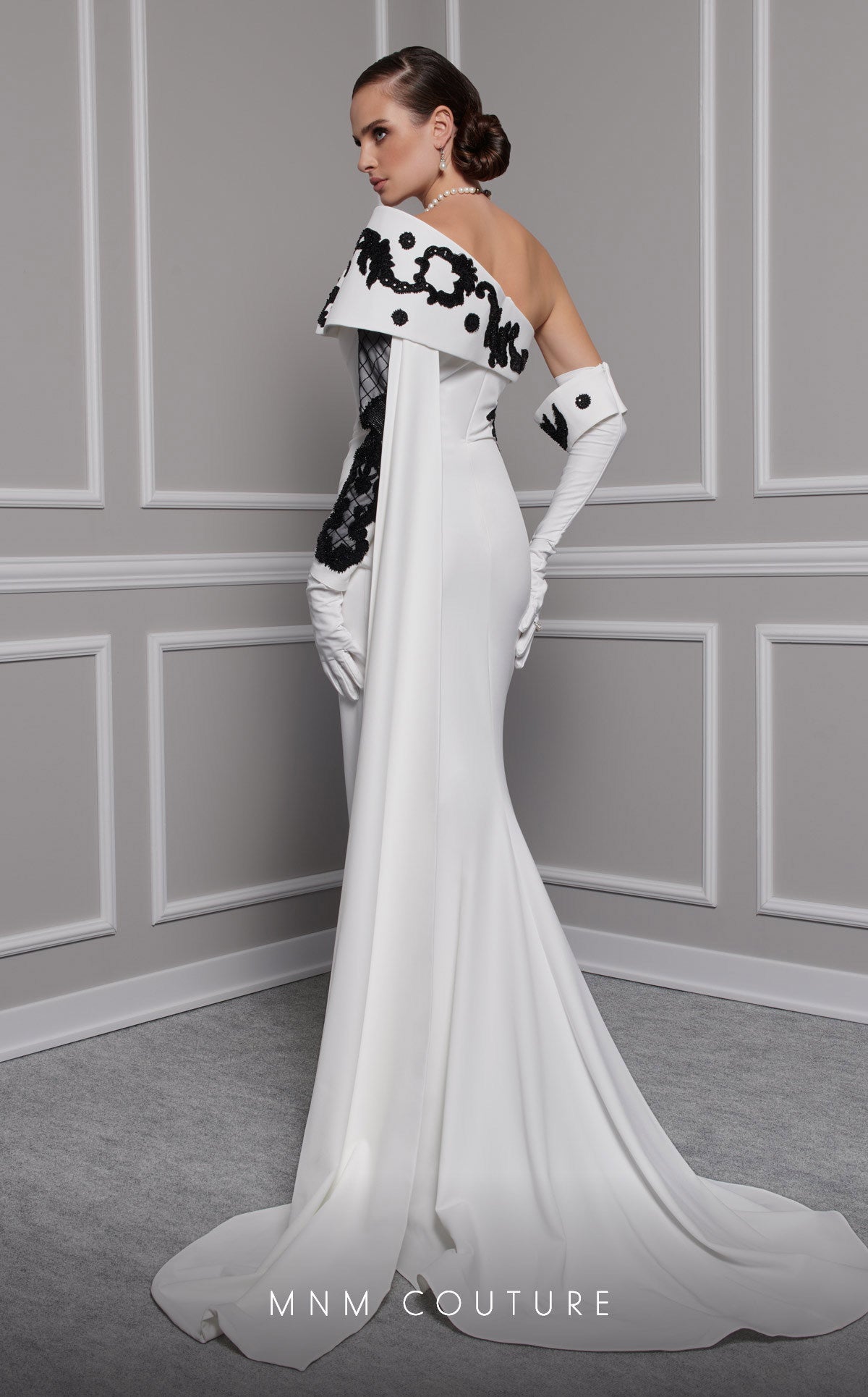 One-Shoulder Floor-Length Satin Formal Sheath MNM Couture F02803